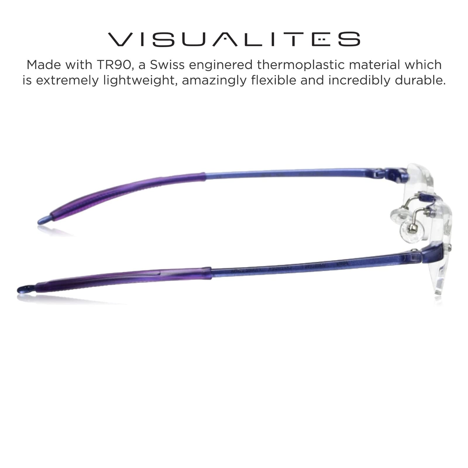Lightweight Rimless Reading Glasses for Men and Women - VIS 1 Model - Comfortable Blue Light Blocking Readers for Office, Computer Work and Reading Books