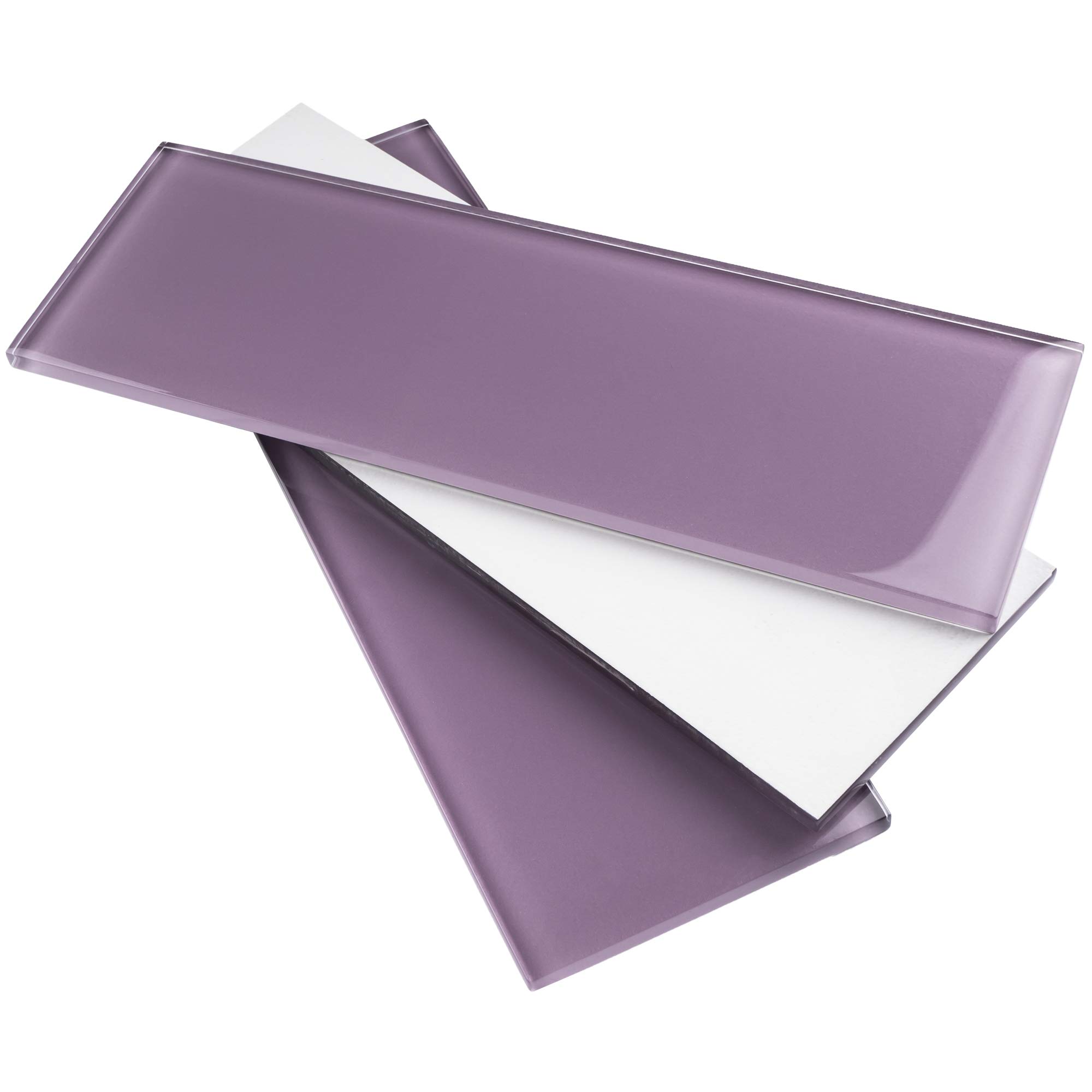 TCSBG-13 4x12 Purple Glass Subway Tile - Premium Kitchen & Bathroom Backsplash Wall Tile (30pcs=10sqft) - Perfect for Modern Home Renovation, Shower Surrounds, and Accent Walls