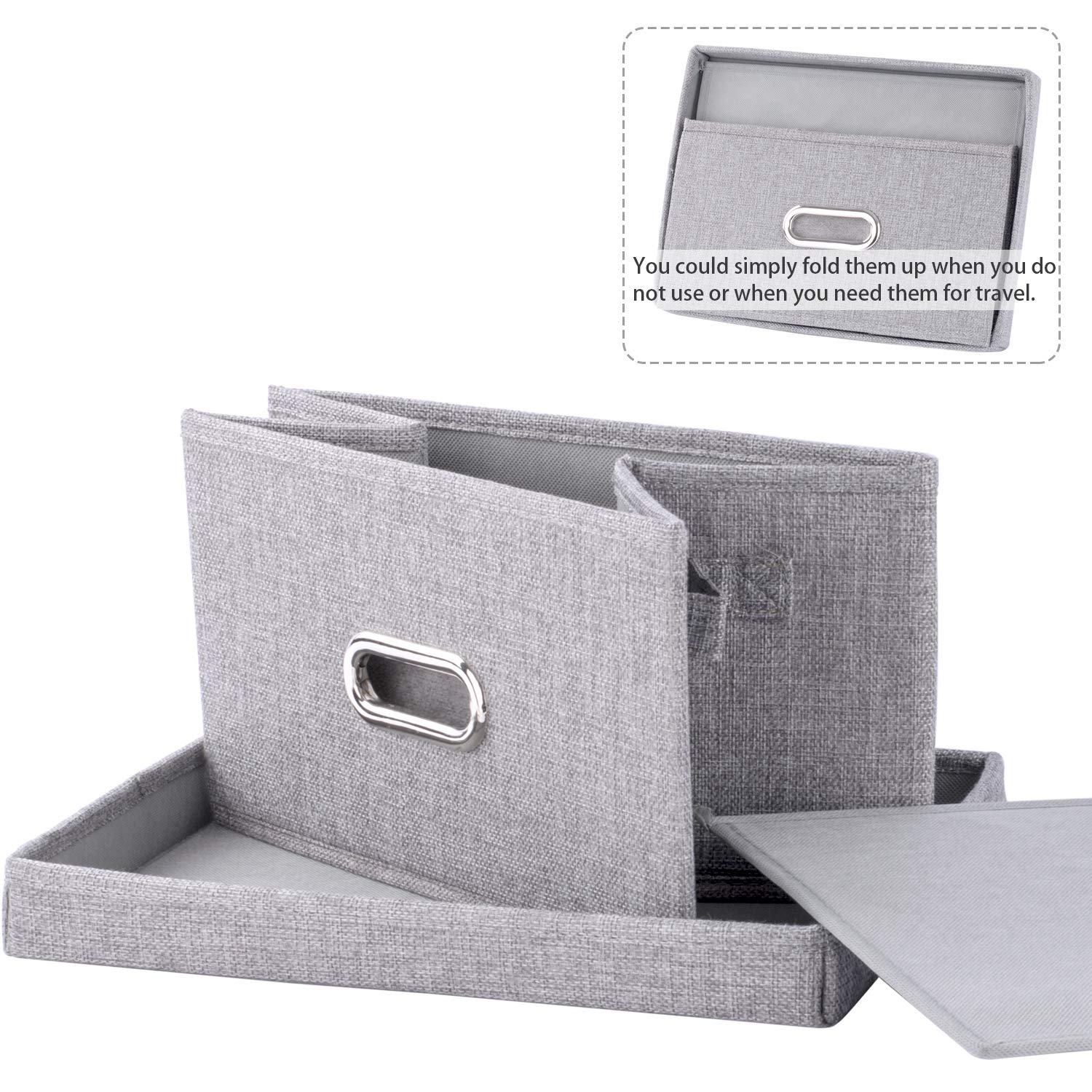 Gray Fabric Storage Bin with Removable Lid - 13