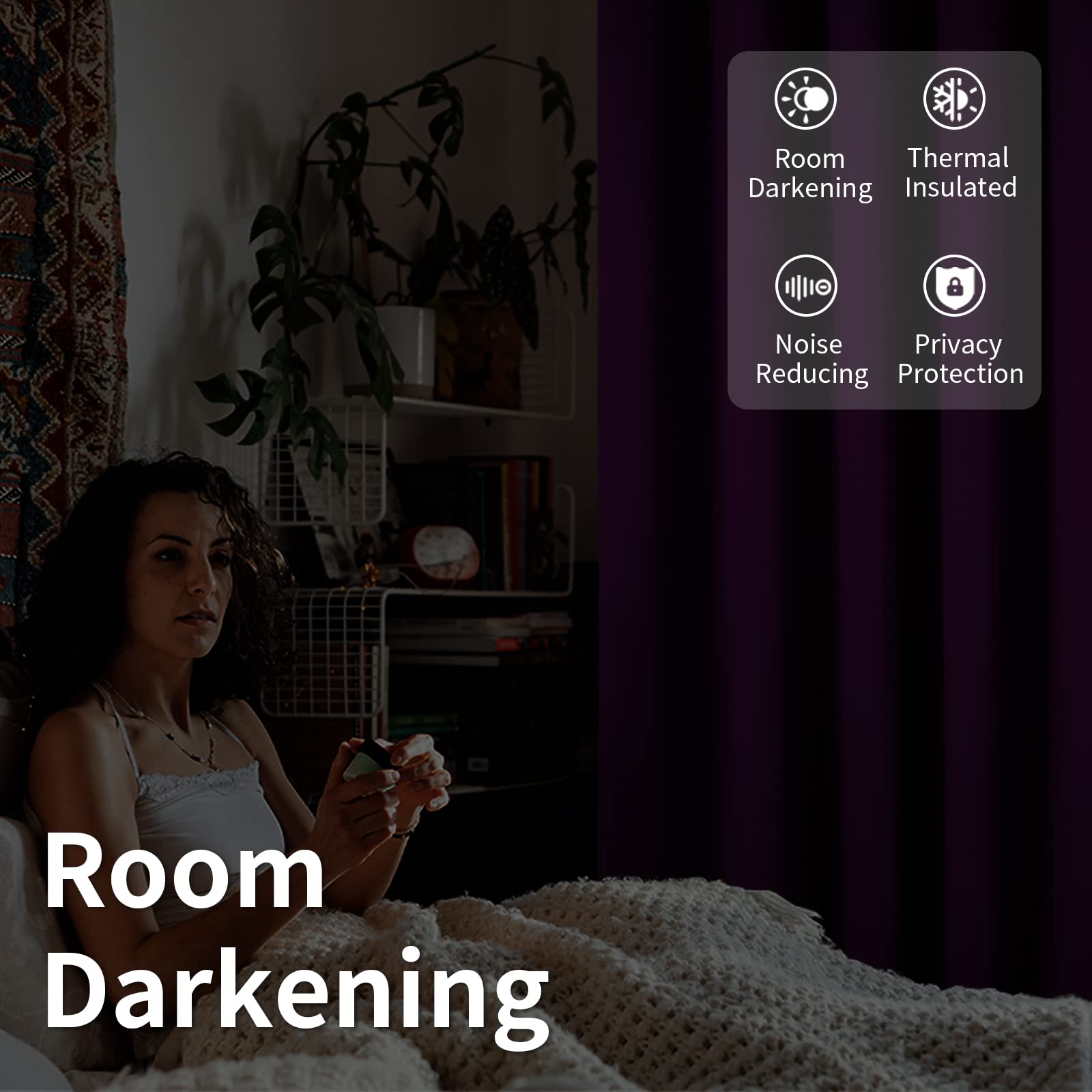 BGment Extra Wide 96 Inch Room Divider Curtain - Blackout & Noise Reducing for Living Room, Bedroom & Patio Sliding Doors | Darkening Privacy Curtain in Purple (1 Panel, 120