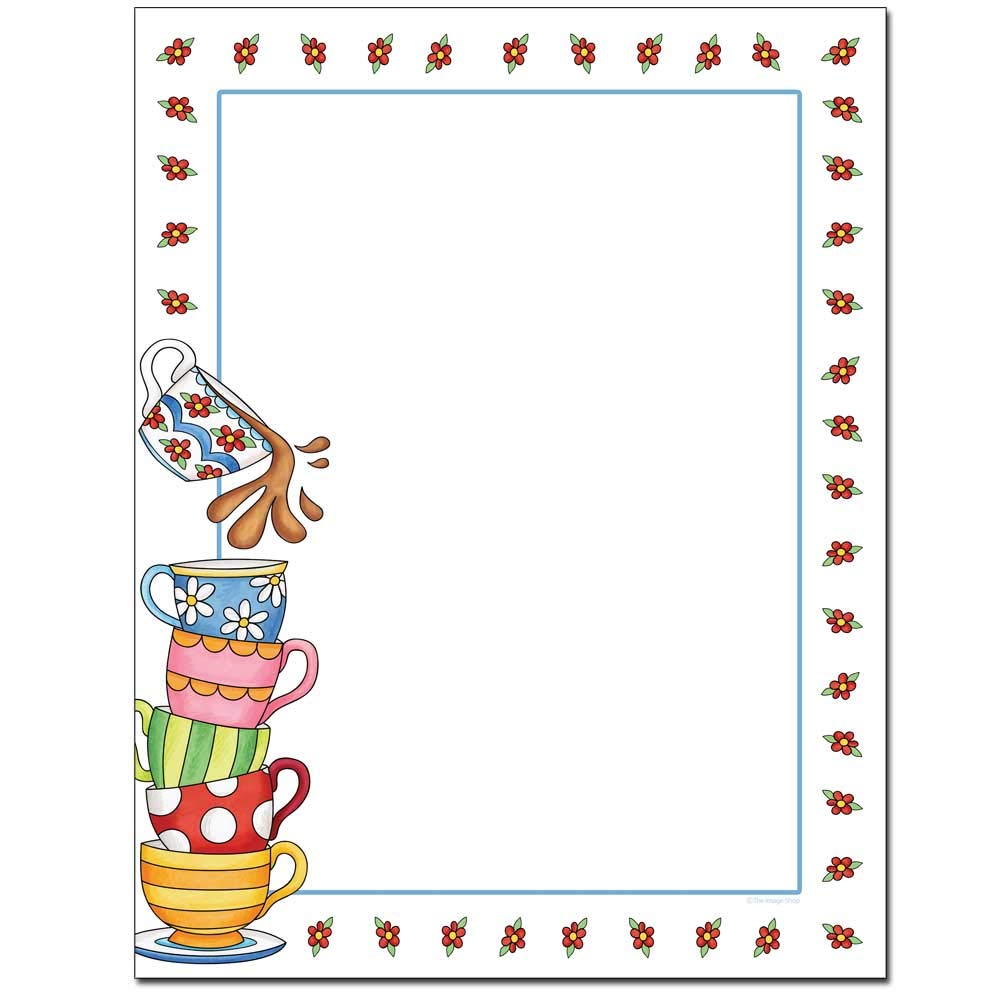 Premium Tea Party Letterhead Paper - 25 Sheets for Laser & Inkjet Printers - Perfect for Bridal Showers, Baby Showers & Elegant Invitations