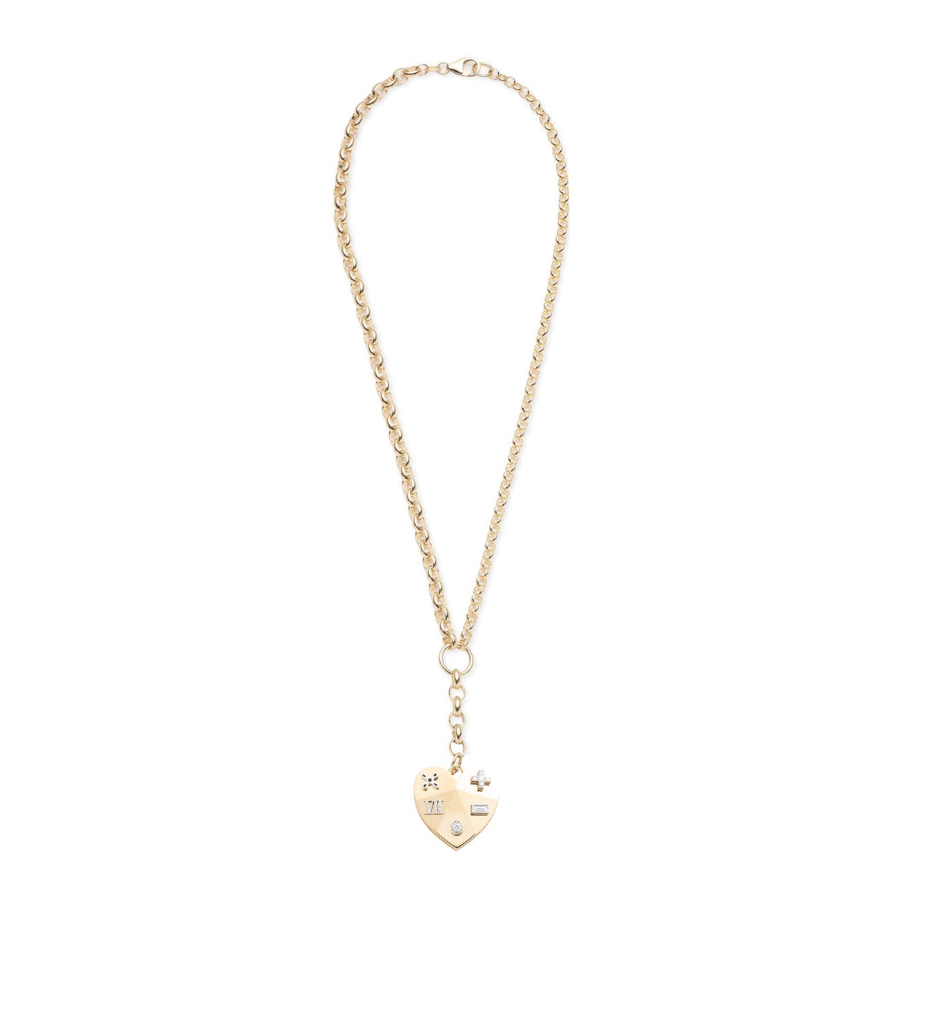 Faceted Heart Heavy Mixed Belcher Chain Necklace – Elegant & Durable Jewelry for Women | Perfect for Valentine's Day, Anniversary Gifts & Romantic Occasions
