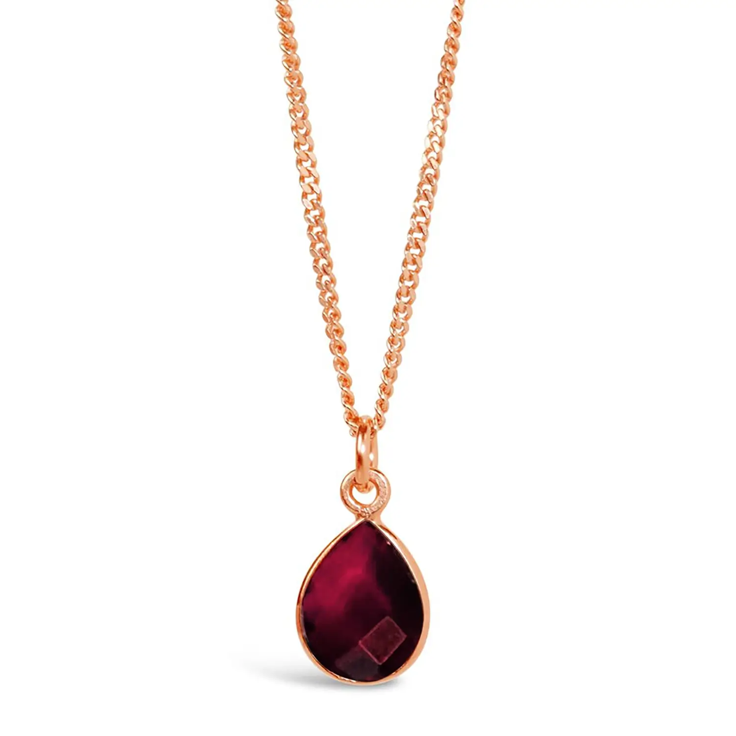 Garnet Charm Necklace in Rose Gold - January Birthstone Jewelry for Women | Perfect Gift for Birthday, Anniversary & Valentine's Day