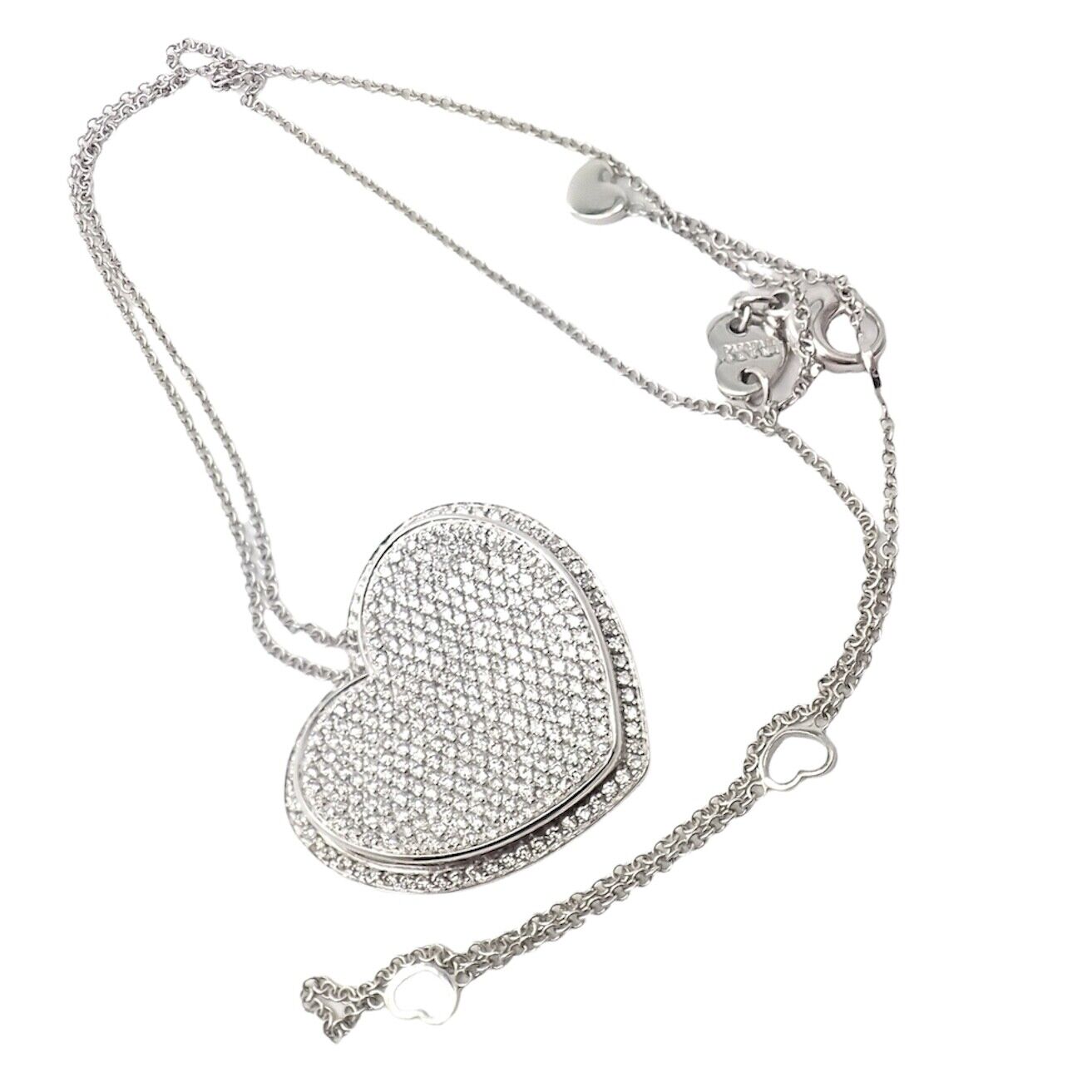 Authentic Pasquale Bruni 18k White Gold 2.02ct Pave Diamond Heart Necklace - Luxury Valentine's Gift for Her, Anniversary Jewelry & Romantic Occasion Present