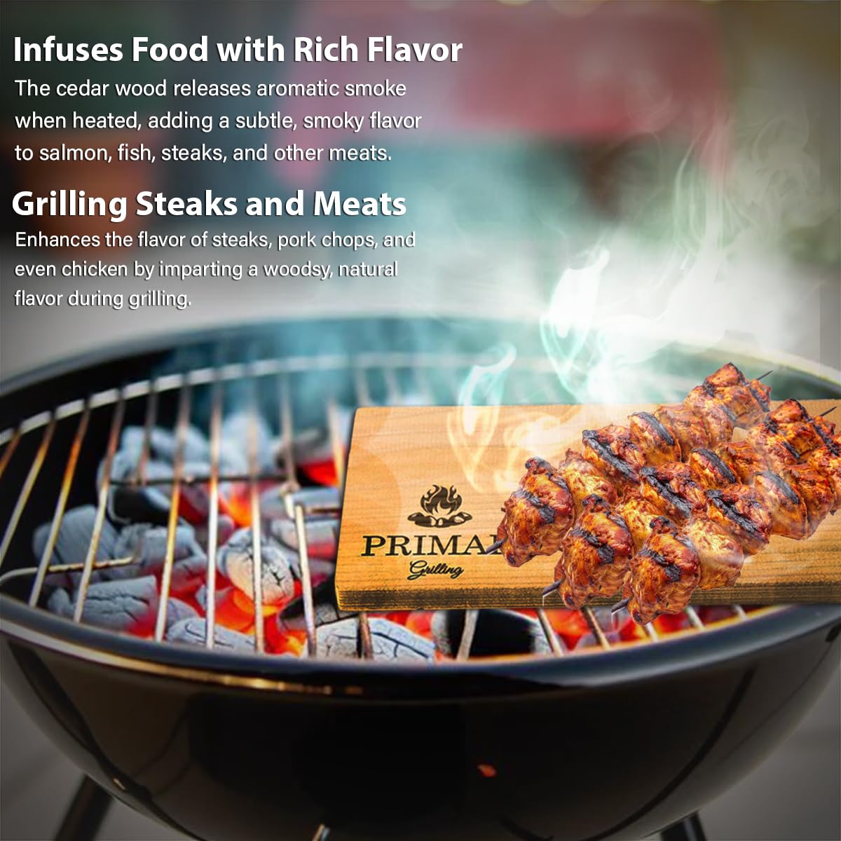 Premium Cedar Grilling Planks for Salmon, Fish & Steaks - Thicker Design for Moist & Flavorful BBQ - Includes Free Recipe Card - Perfect for Outdoor Cooking, Camping & Backyard Grilling (5 Pack)