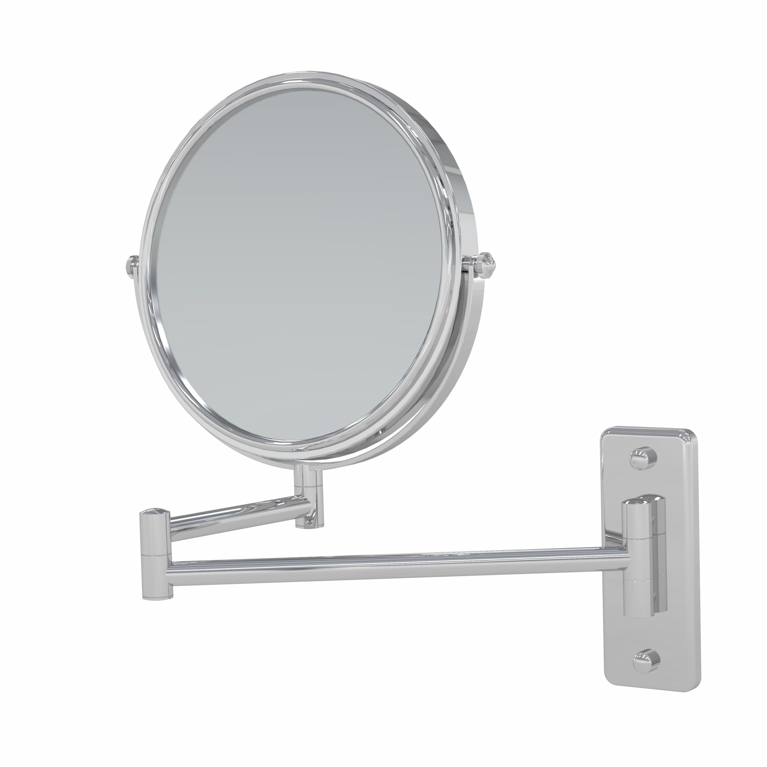 Double Arm Wall Mirror with 1X & 5X Magnification - 7.75 Inch Chrome Bathroom Vanity Mirror for Makeup, Shaving & Grooming