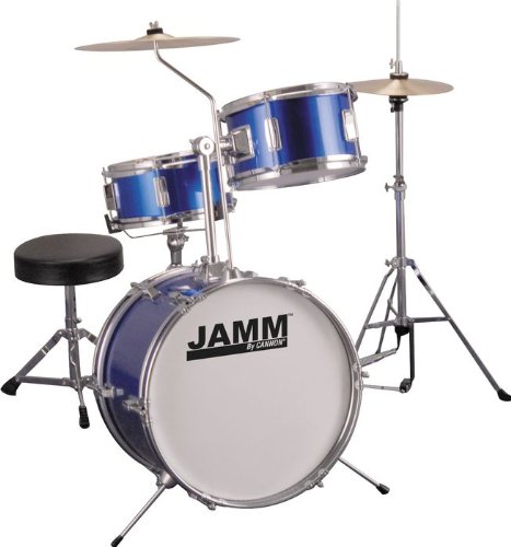 Cannon Percussion JAMM Jr. 3-Piece Kids Drum Set - Blue | Complete Beginner Drum Kit for Children | Perfect for Home Practice, Music Lessons & Playtime