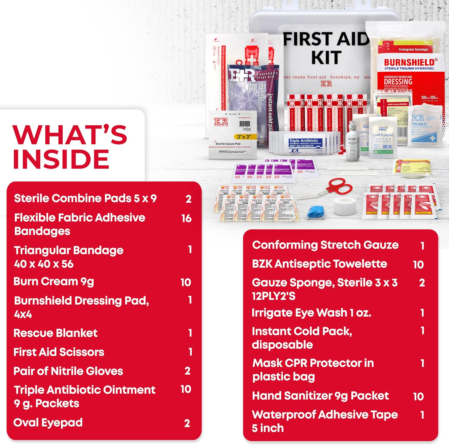 10-Person First Aid Kit in Durable Plastic Case – Essential Emergency Medical Supplies for Home, Office, Camping & Travel