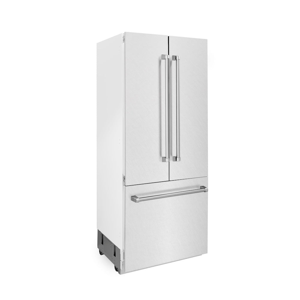ZLINE 36 Inch 19.6 Cu. Ft. French Door Built-In Bottom Freezer Refrigerator with Water Dispenser & Ice Maker - Stainless Steel (RBIV SN 36) - Perfect for Modern Kitchens & Open-Concept Homes