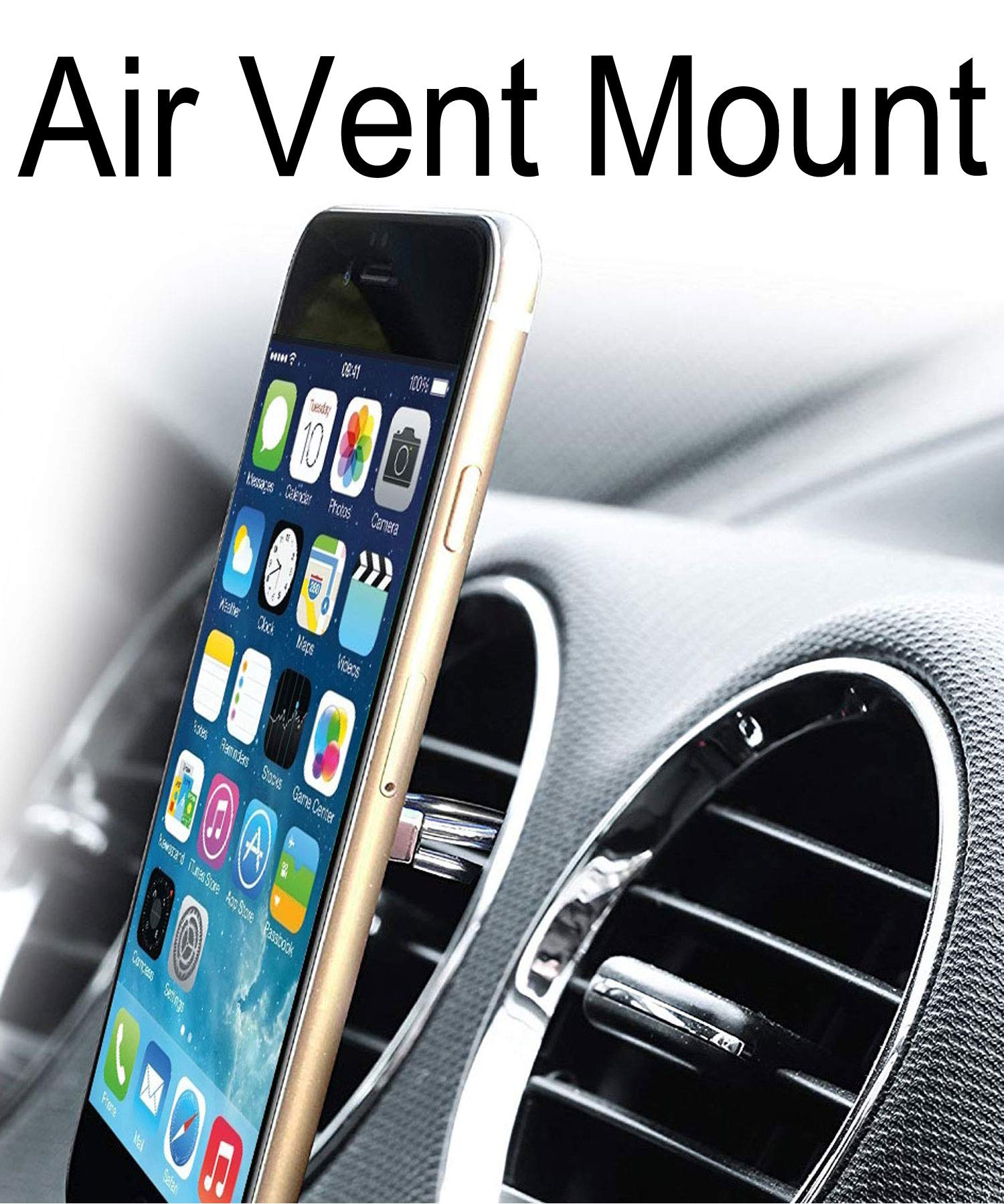 Universal 2-Pack Air Vent Car Phone Holder Stand - Finger Grip Phone Ring for iPhone & Android (Rose Gold) | Perfect for Safe Driving & Hands-Free Navigation