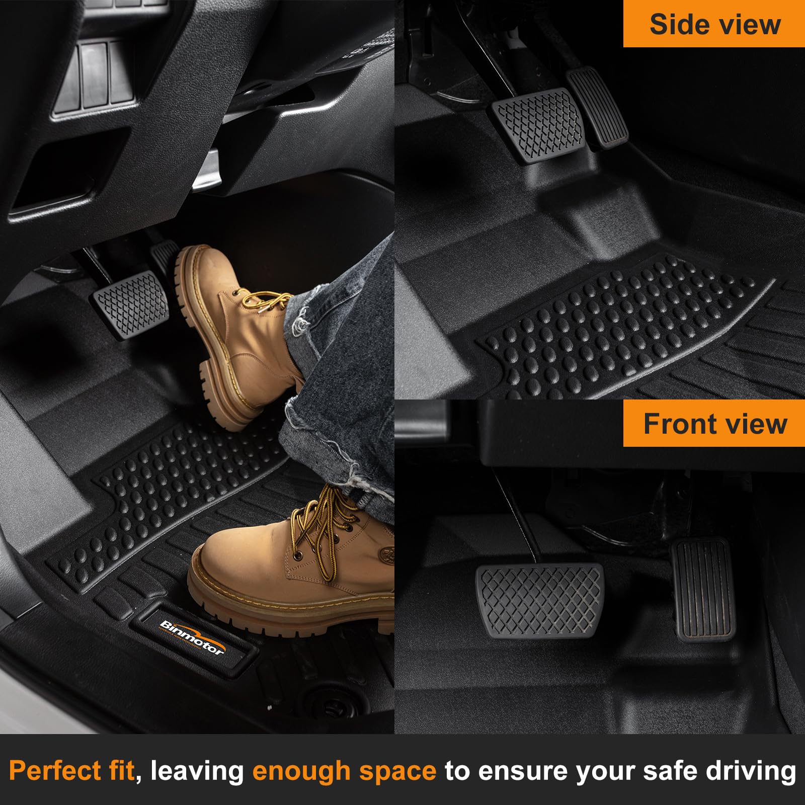 Binmotor Heavy Duty TPE All-Weather Floor Mats for 2022-2025 Ford Maverick & 2021-2024 Bronco Sport 4-Door | Non-Hybrid | Full Set Car Floor Liners | Perfect for Off-Roading, Camping & Daily Commute
