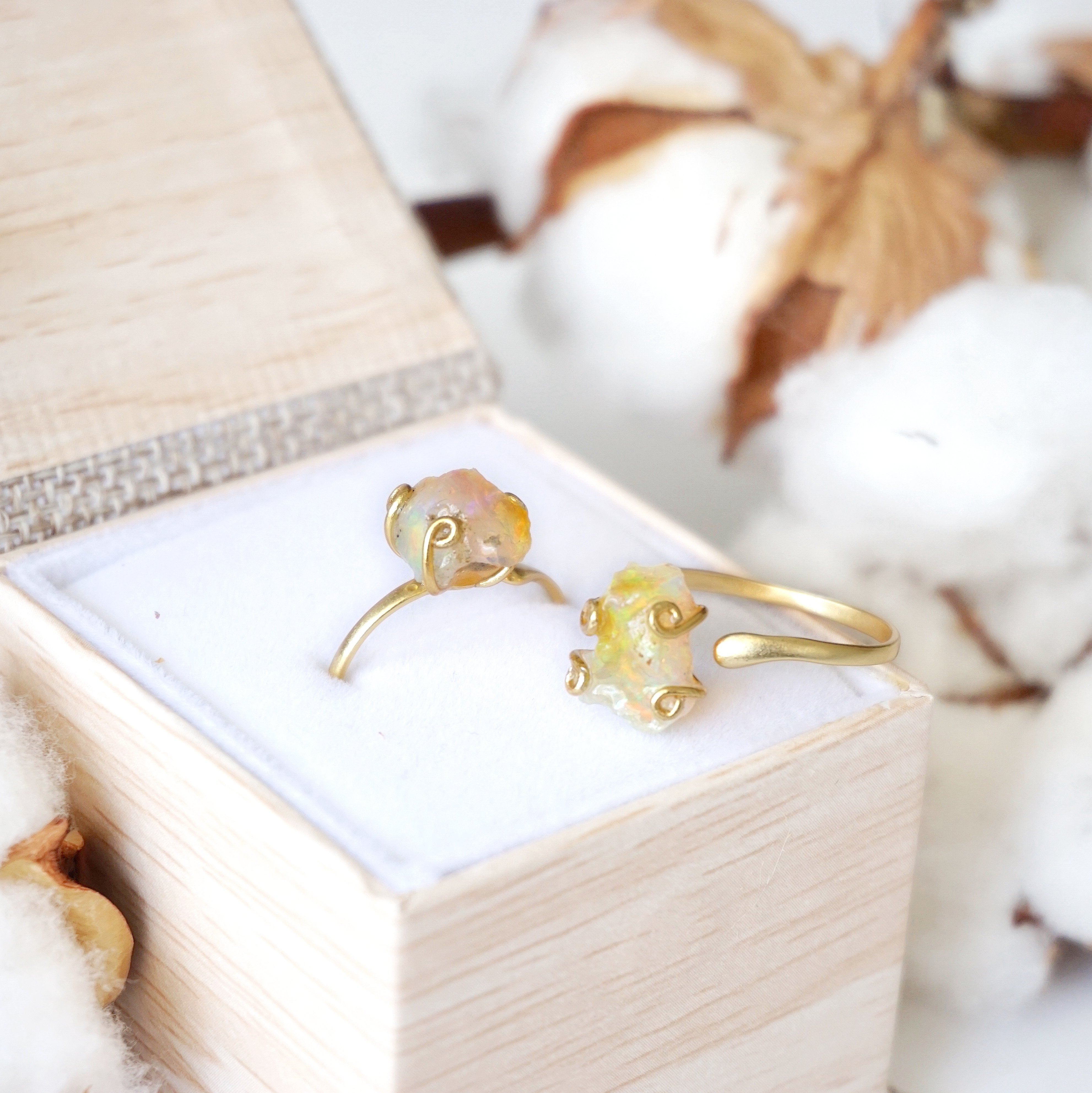 14K Gold Vermeil Fire Opal Adjustable Ring - Elegant Handmade Jewelry for Women, Perfect for Weddings, Parties & Everyday Wear