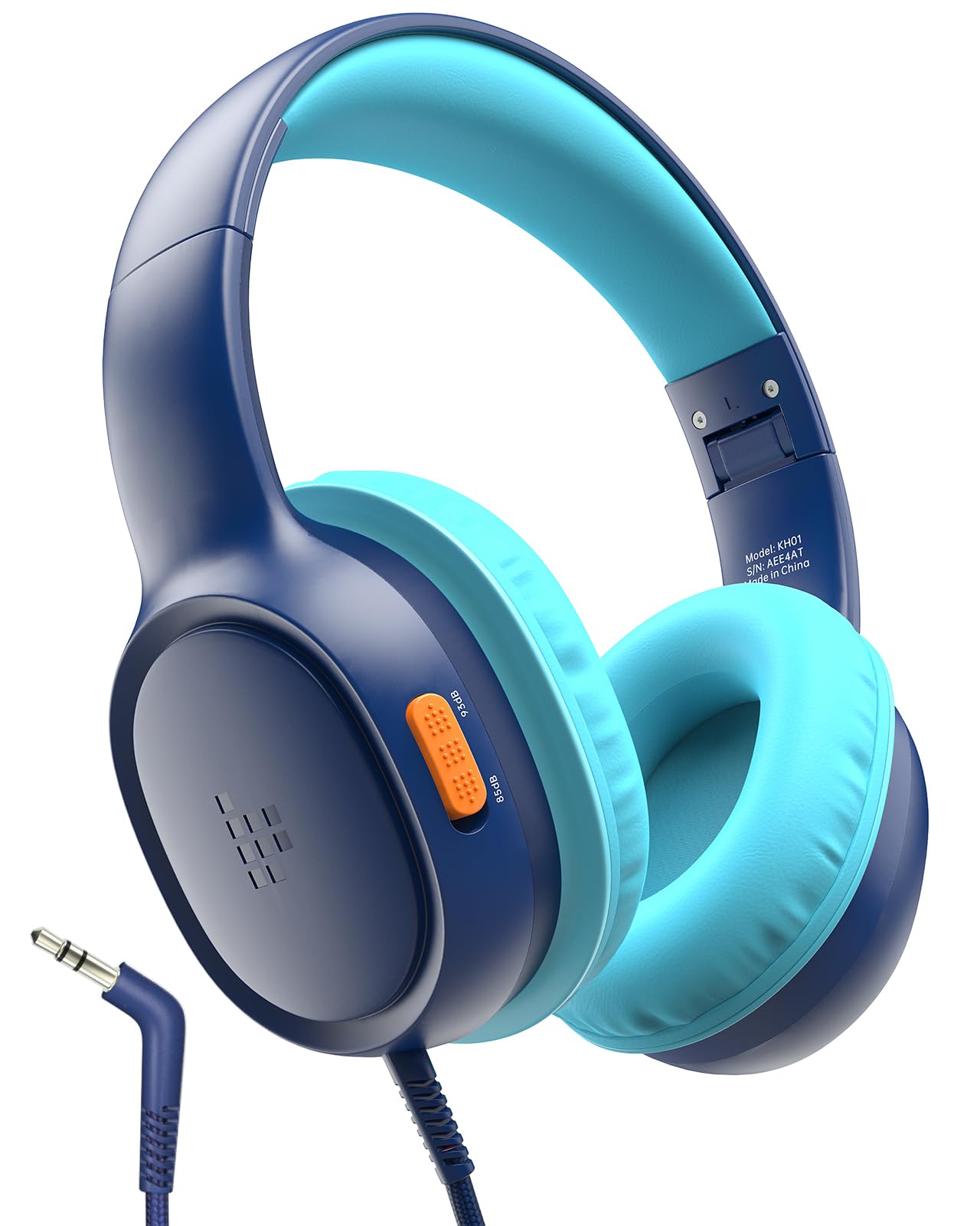 Tronsmart Foldable Over-Ear Kids Headphones with Safe Volume Limit (85/93dB) - HD Stereo Sound for Boys & Girls, 3.5mm Wired Headphones for iPad, Kindle, Tablets - Perfect for School, Travel & Home Learning (Blue, Model KH01)