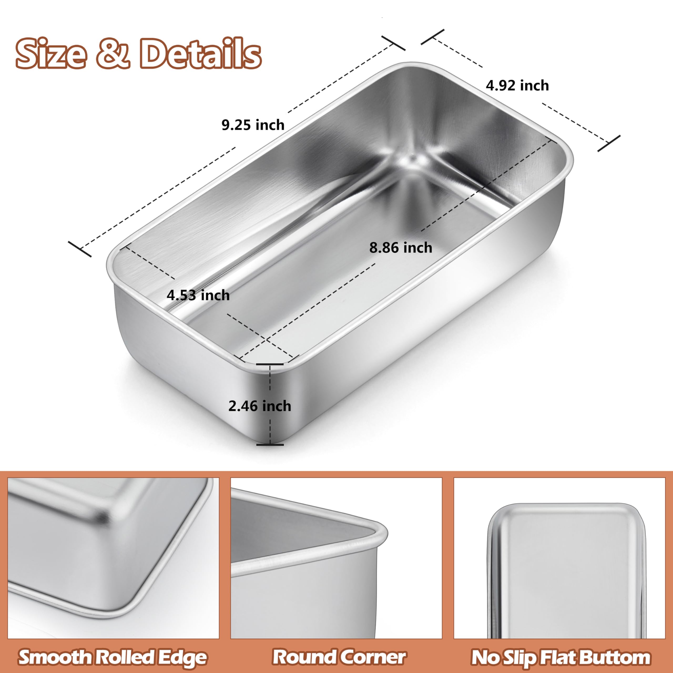 6 Pack Stainless Steel Bread Loaf Pans 9x5 Inch - Perfect for Baking Homemade Banana Bread, Sandwich Loaves & Sourdough | Durable Non-Stick Baking Pans for Kitchen, Restaurant & Bakery Use