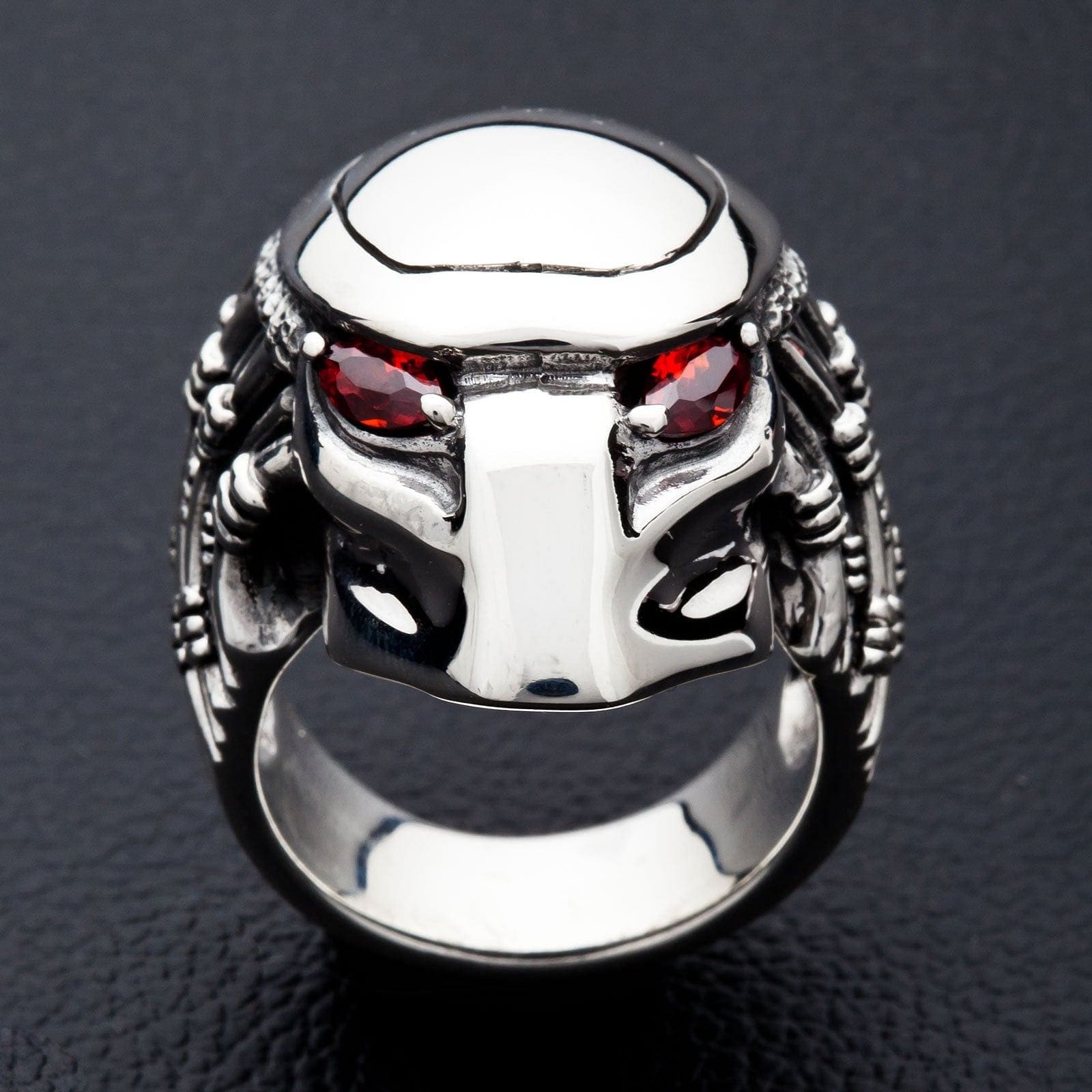 Predator Head Sterling Silver Men's Ring - Gothic Style Jewelry for Men, 925 Silver Skull Ring, Punk Fashion Accessory - Perfect for Halloween, Cosplay, and Edgy Everyday Wear
