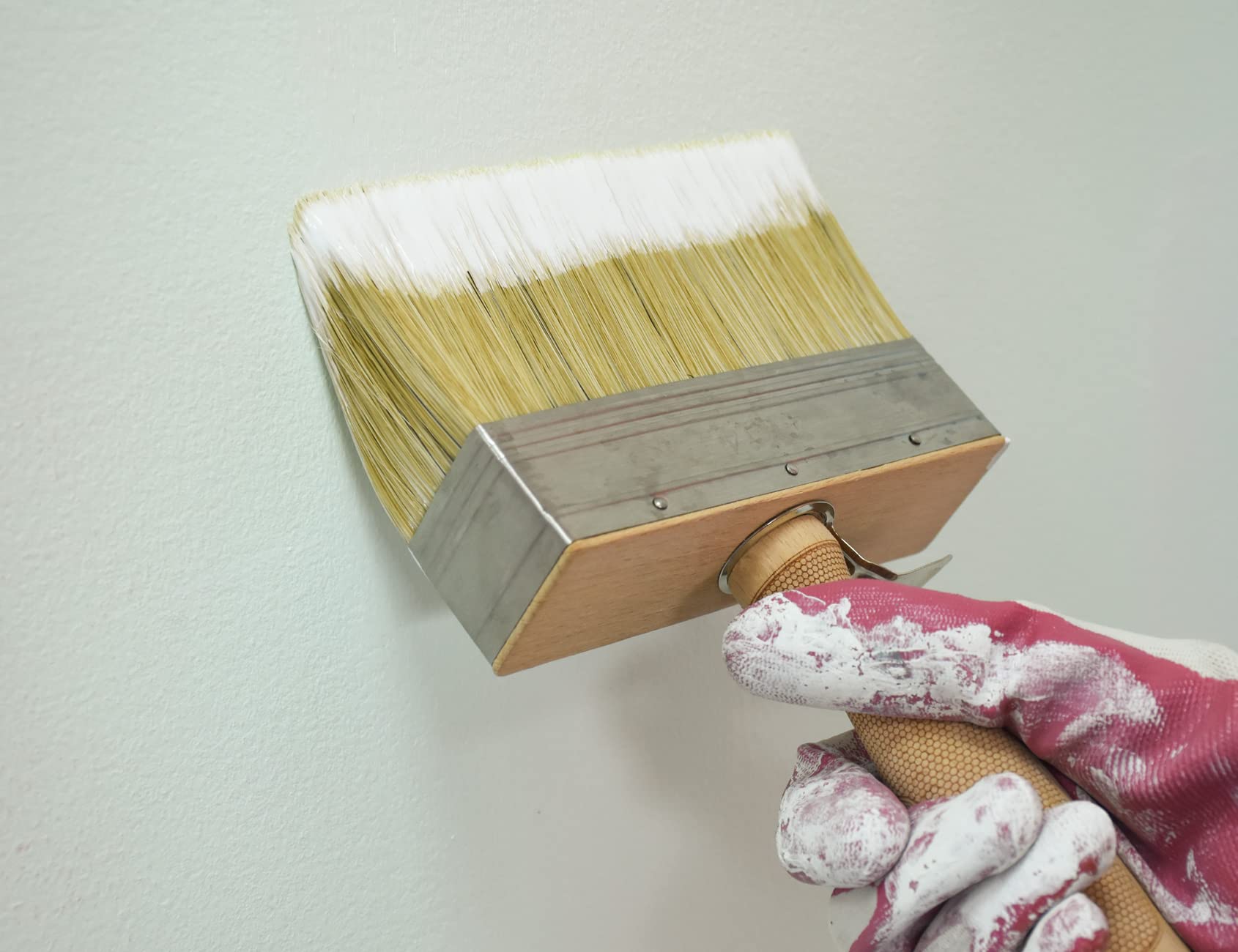 ROLLINGDOG 5.5 Inch Deck Stain Brush - Premium Limewash & Paint Brush with Wooden Handle for Wood, Fence, Floor, Wall Painting - Perfect for Deck Staining, Exterior Wood Finishing & DIY Home Projects