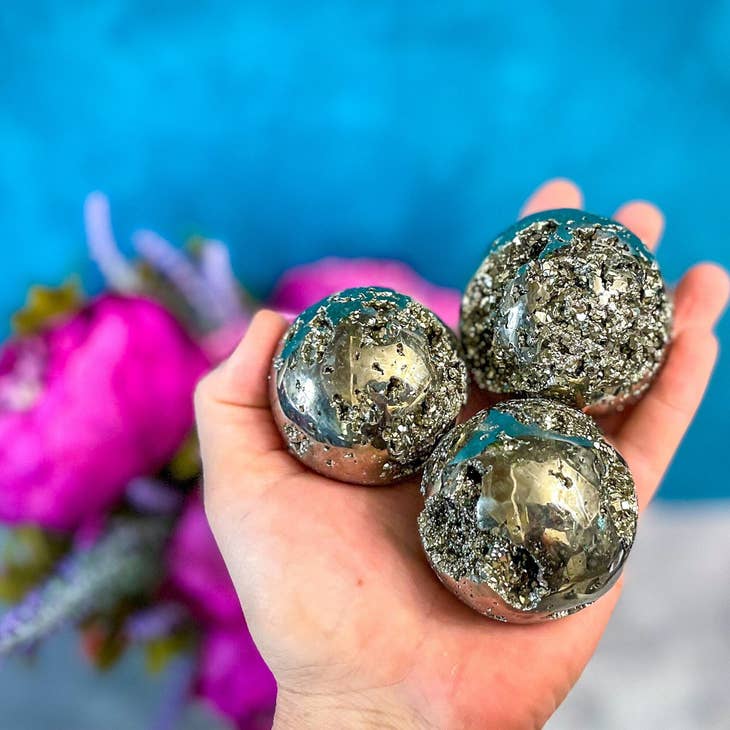 Natural Pyrite Crystal Ball for Meditation, Healing & Decoration – Perfect for Home, Office & Spiritual Practices
