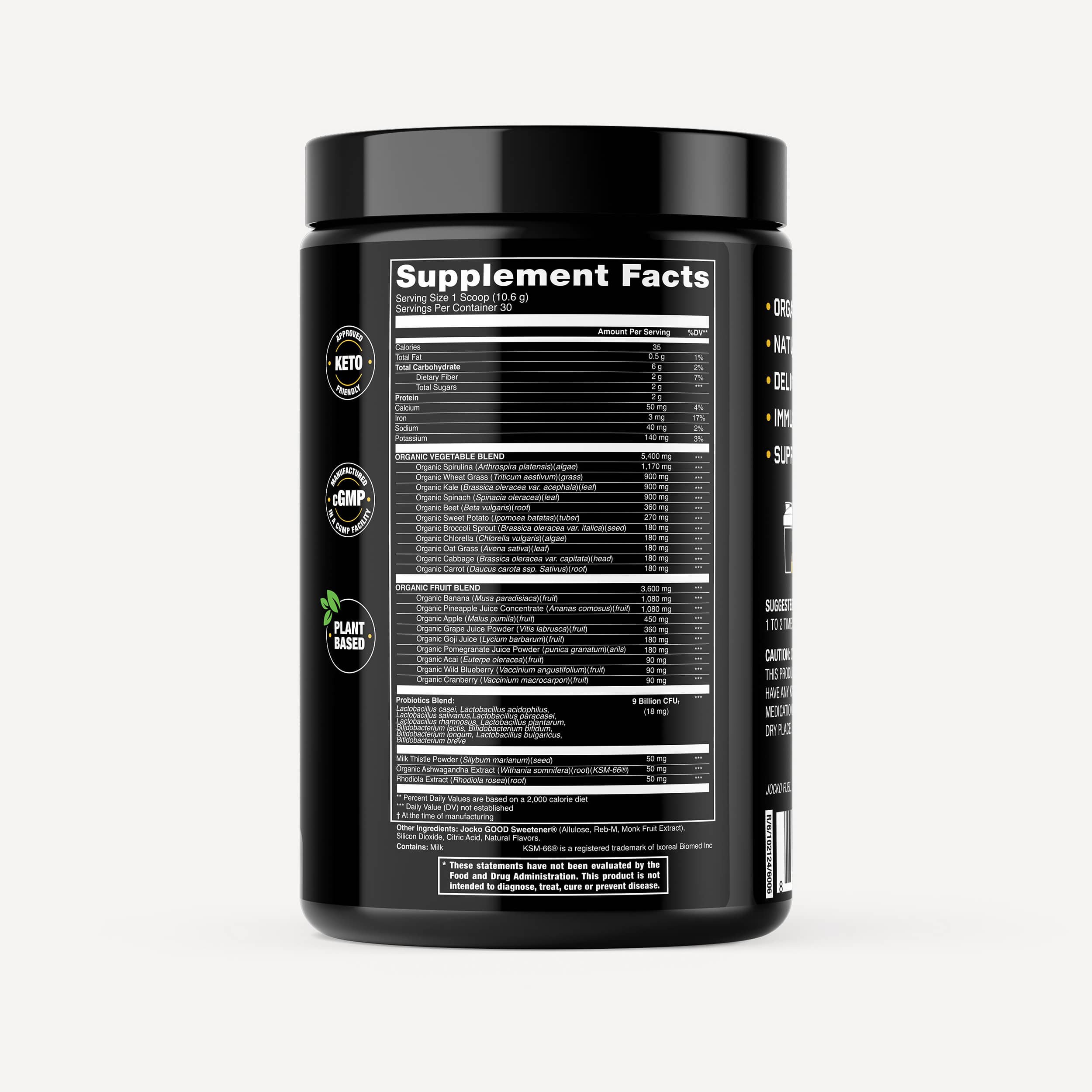 Jocko Greens Superfood Powder - Organic Greens Supplement for Energy & Immunity - Perfect for Smoothies, Shakes & Daily Nutrition Boost