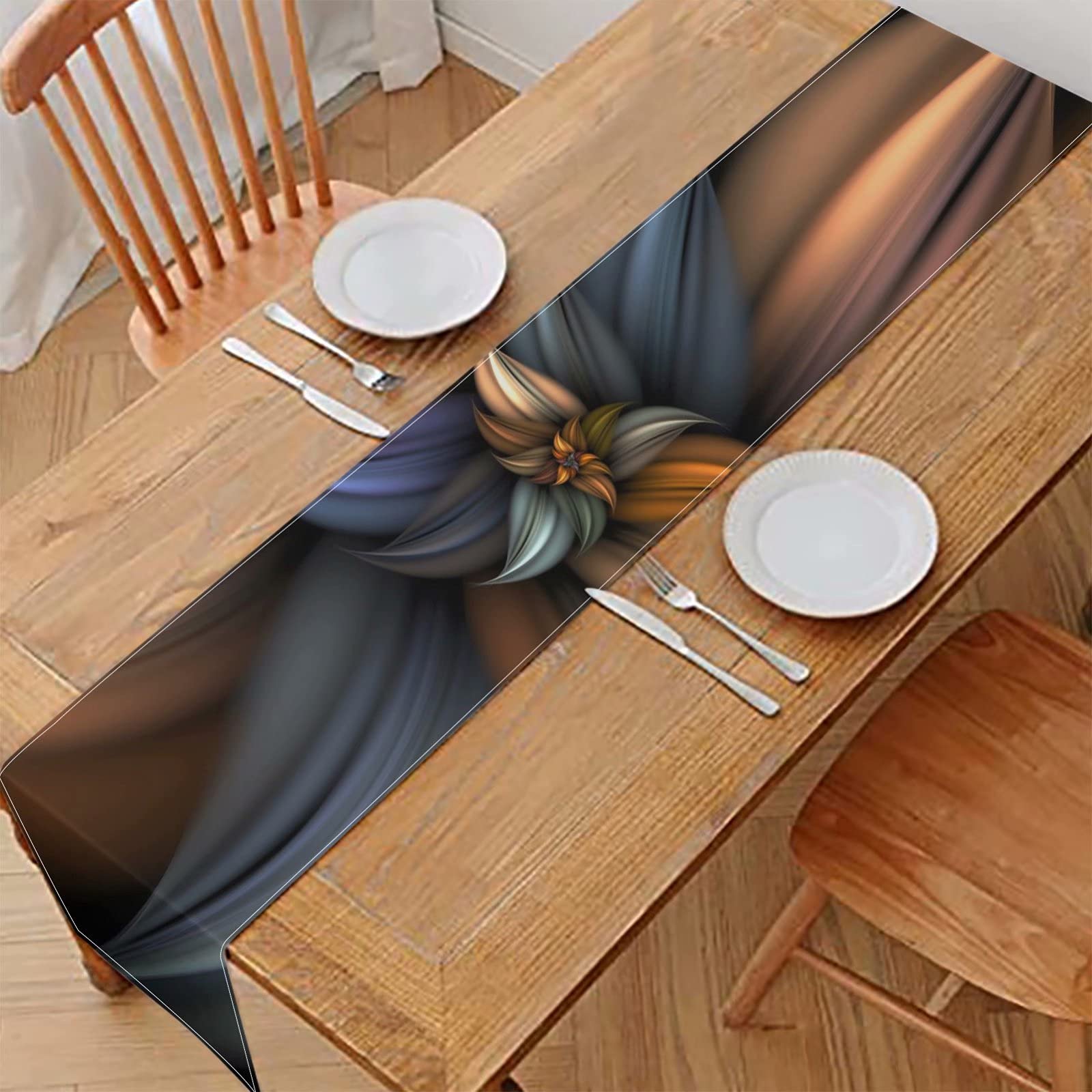 SEANATIVE Abstract Art Flower Print Table Runner - 72 x 12 Inch Long Size for Dining Room, Kitchen, Party Decor, and Wedding Table Setting