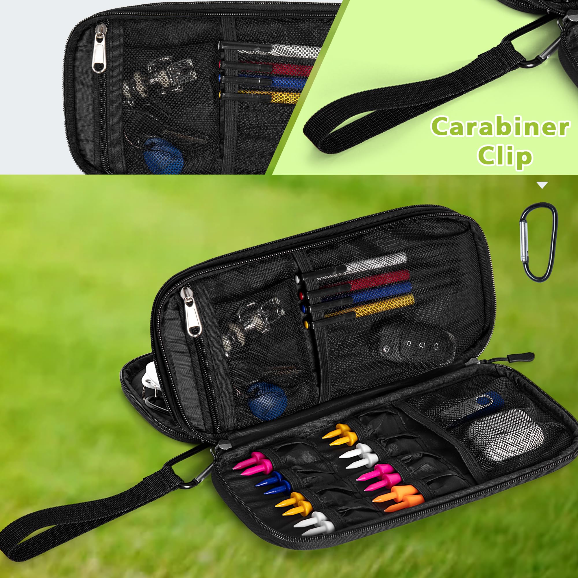 Premium Golf Glove Holder & Case with Hook – Includes Glove Stretcher, Storage for Tees, Ball Markers & Phone – Durable Golf Accessories Organizer for Golfers | Perfect for Driving Range, Practice & On-Course Essentials