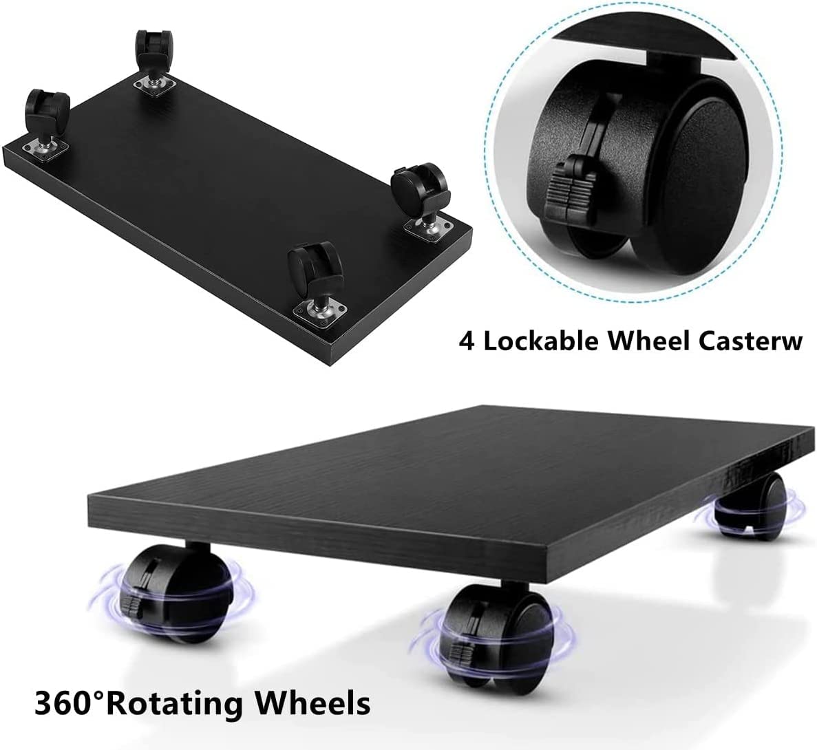 CPU Stand Computer Tower Cart with 4 Caster Wheels - Under Desk PC Stand Holder for Gaming & Office Setup | Space-Saving Computer Storage Solution