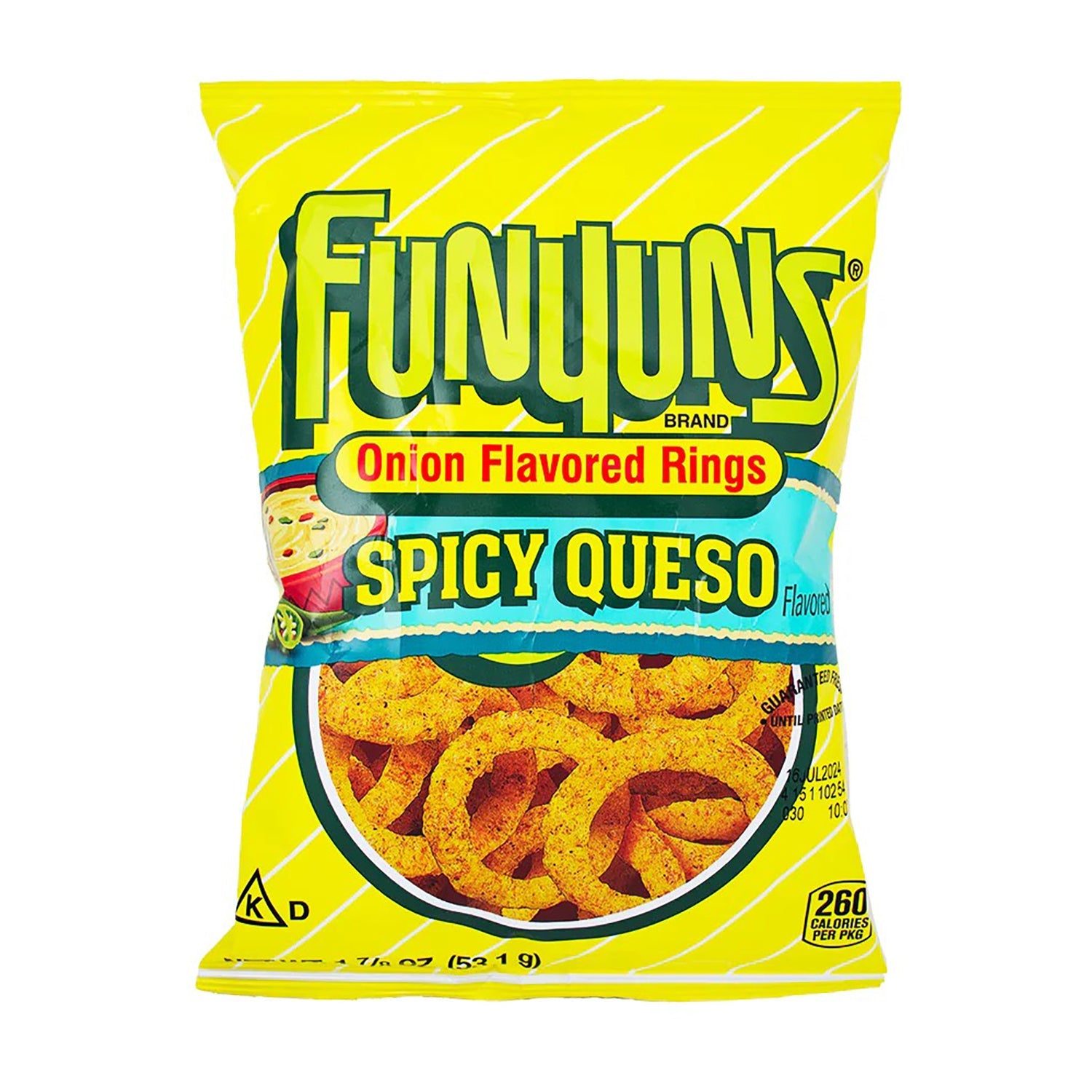 Spicy Queso Funyuns Onion Flavored Rings - 24 Count Case | Crunchy Snack for Parties, Game Nights & Movie Time