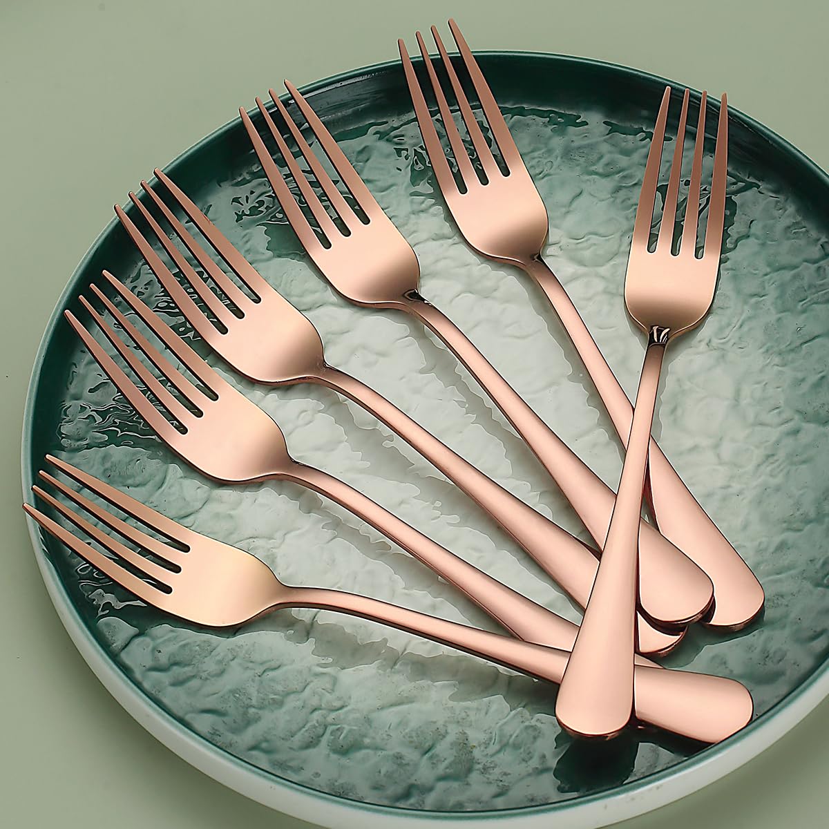 Premium 12-Piece Rose Gold Dinner Forks Set - 8.07