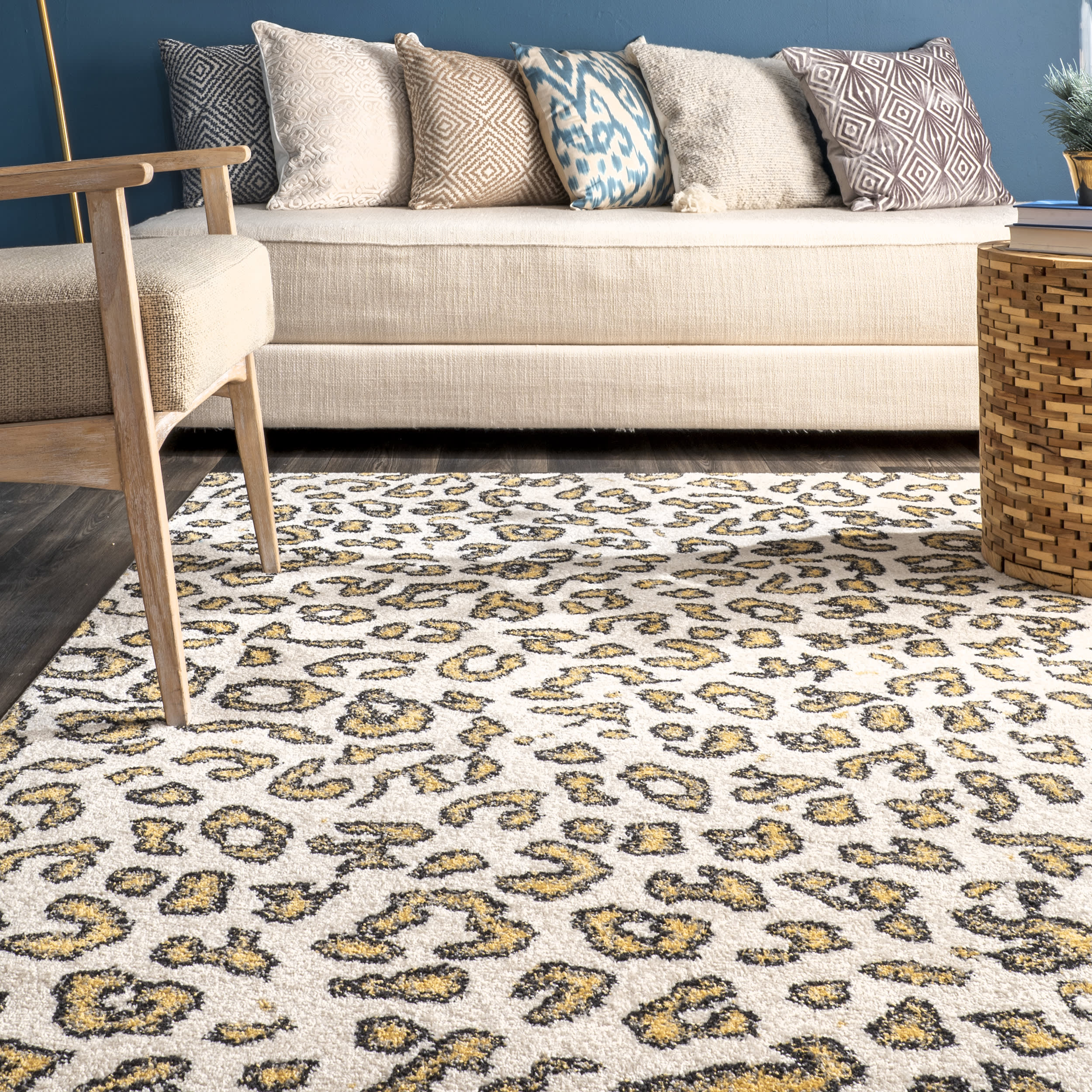 Coraline Leopard Print Area Rug - Soft Beige Faux Fur Carpet for Living Room, Bedroom & Nursery Decor | Cozy Home Accent for Boho Chic Style