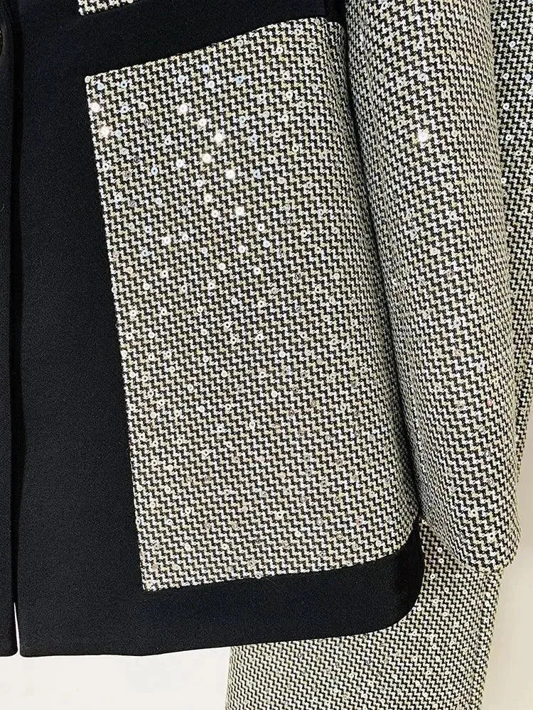 Elegant Women's Sequin Pant Suit - Formal Business Blazer & Pants Set for Office, Party & Special Occasions