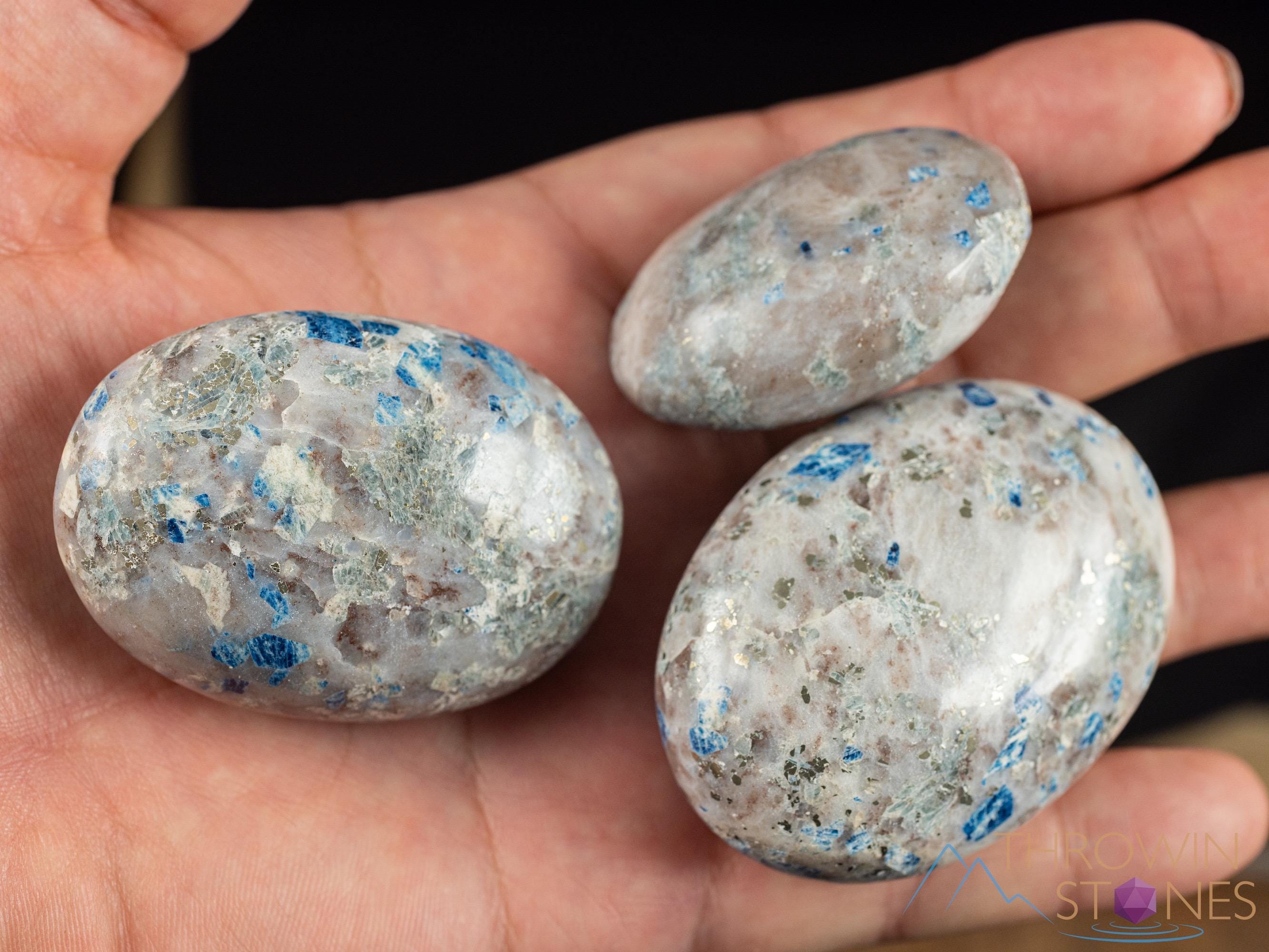 LAZULITE Crystal Palm Stone - Anxiety Relief Worry Stone for Stress & Self Care | Healing Crystals for Meditation, Relaxation & Positive Energy | Perfect for Home, Office & Travel Use