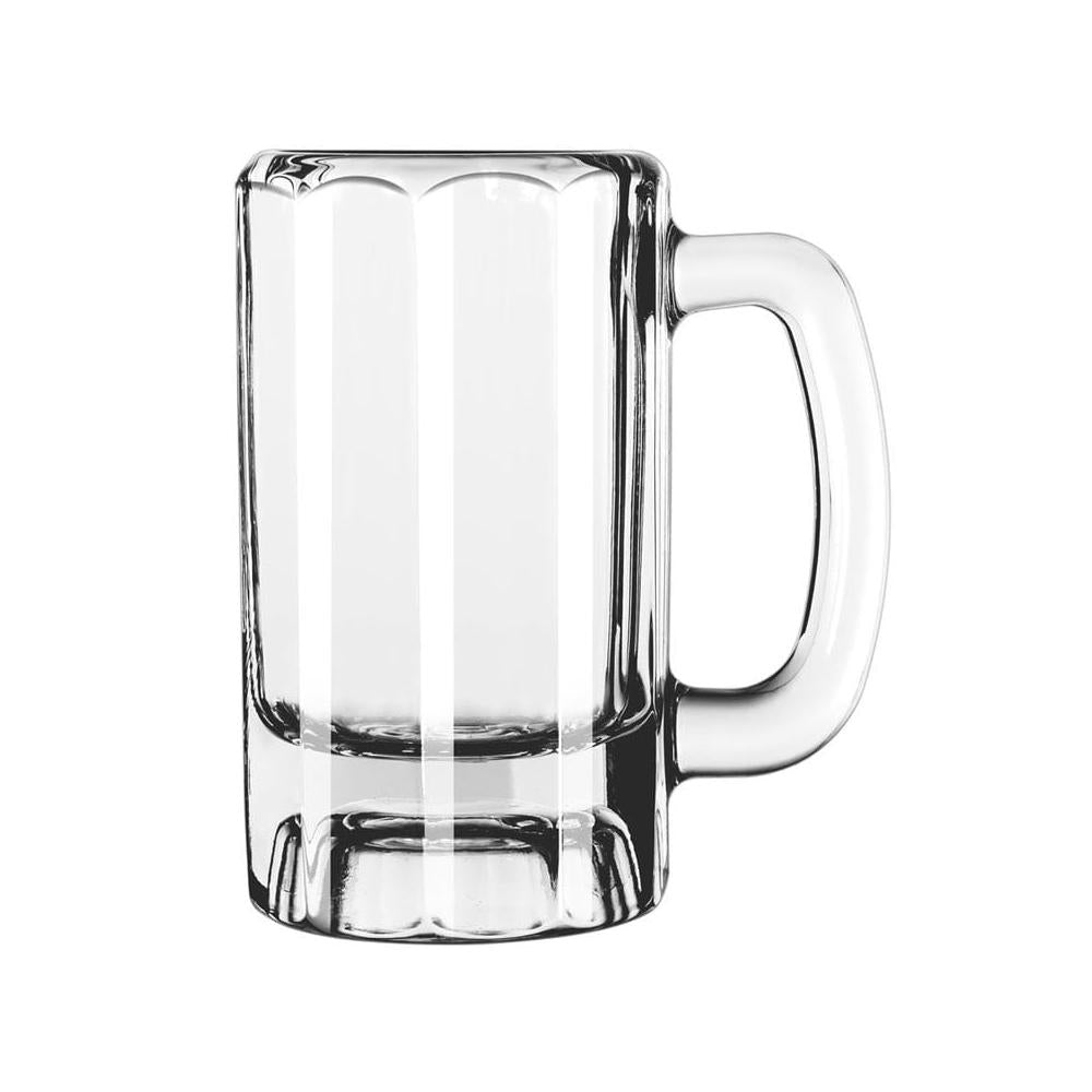 Libbey 12 Oz Paneled Beer Mug - Set of 12 Glass Mugs for Beer, Soda & Cocktails - Durable Barware for Home, Parties & Restaurants