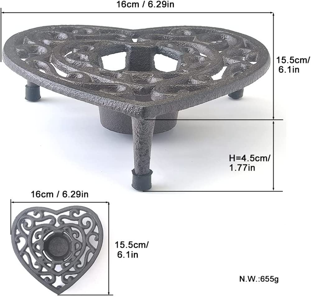 Cast Iron Teapot Warmer with Candle Holder - Heavy Duty Trivet for Coffee, Tea & Food Heating - Decorative Tealight Stand for Kitchen & Dining Room - Perfect for Tea Ceremonies, Coffee Breaks & Romantic Dinners