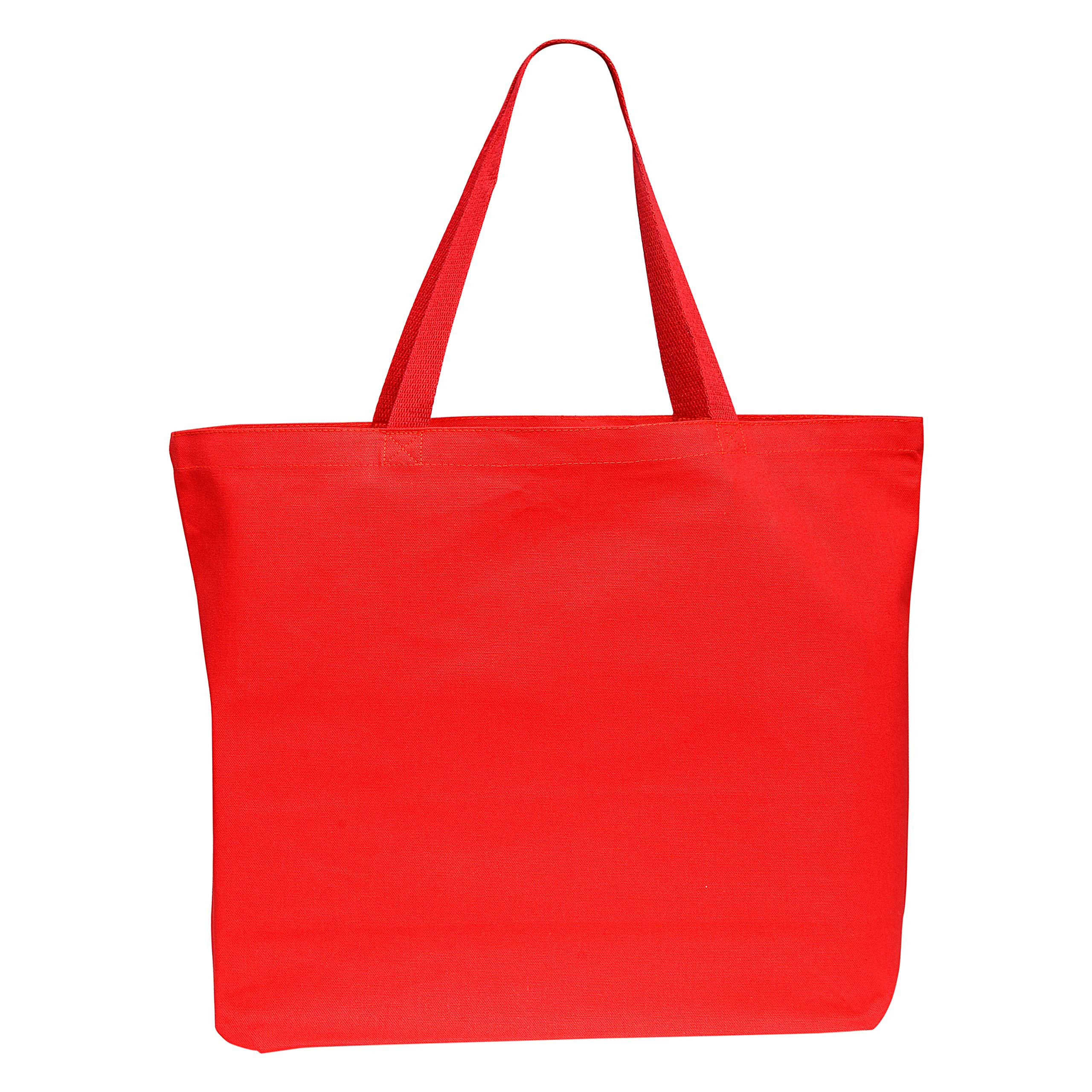 Extra Large Heavy Duty Canvas Tote Bags - Reusable Shopping Bags for Beach, Grocery, Travel & Work - Durable Carryall Tote by TBF Bags (Red, 12 Pack) - Perfect for Shopping, Picnics, Gym & Daily Commute