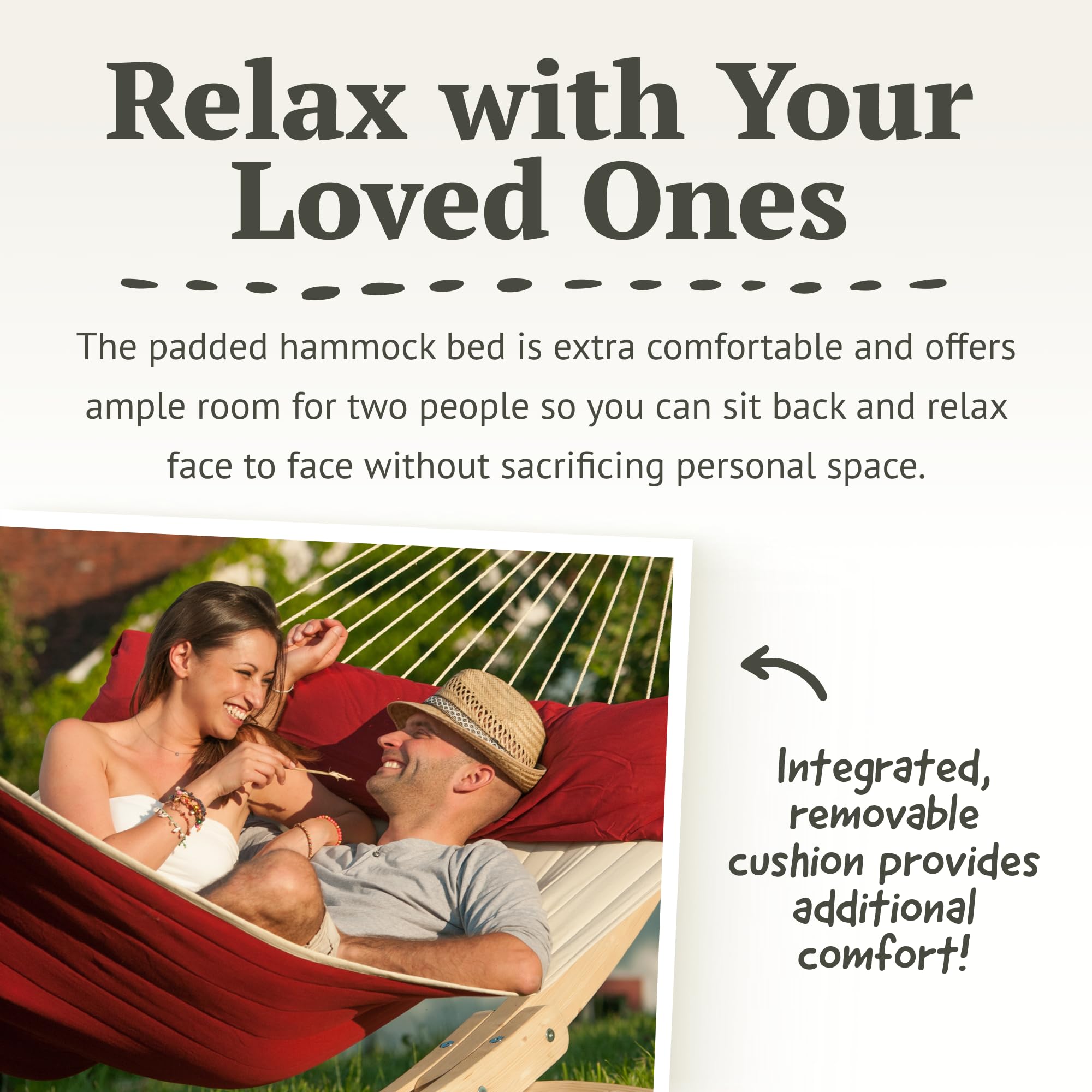 LA SIESTA® Alabama Quilted Double Hammock with Spreader Bar - Weatherproof Outdoor 2-Person Hammock Bed, XL King Size in Red Pepper - Includes Tree Straps for Beams & Posts - Perfect for Backyard Relaxation, Camping & Beach Lounging