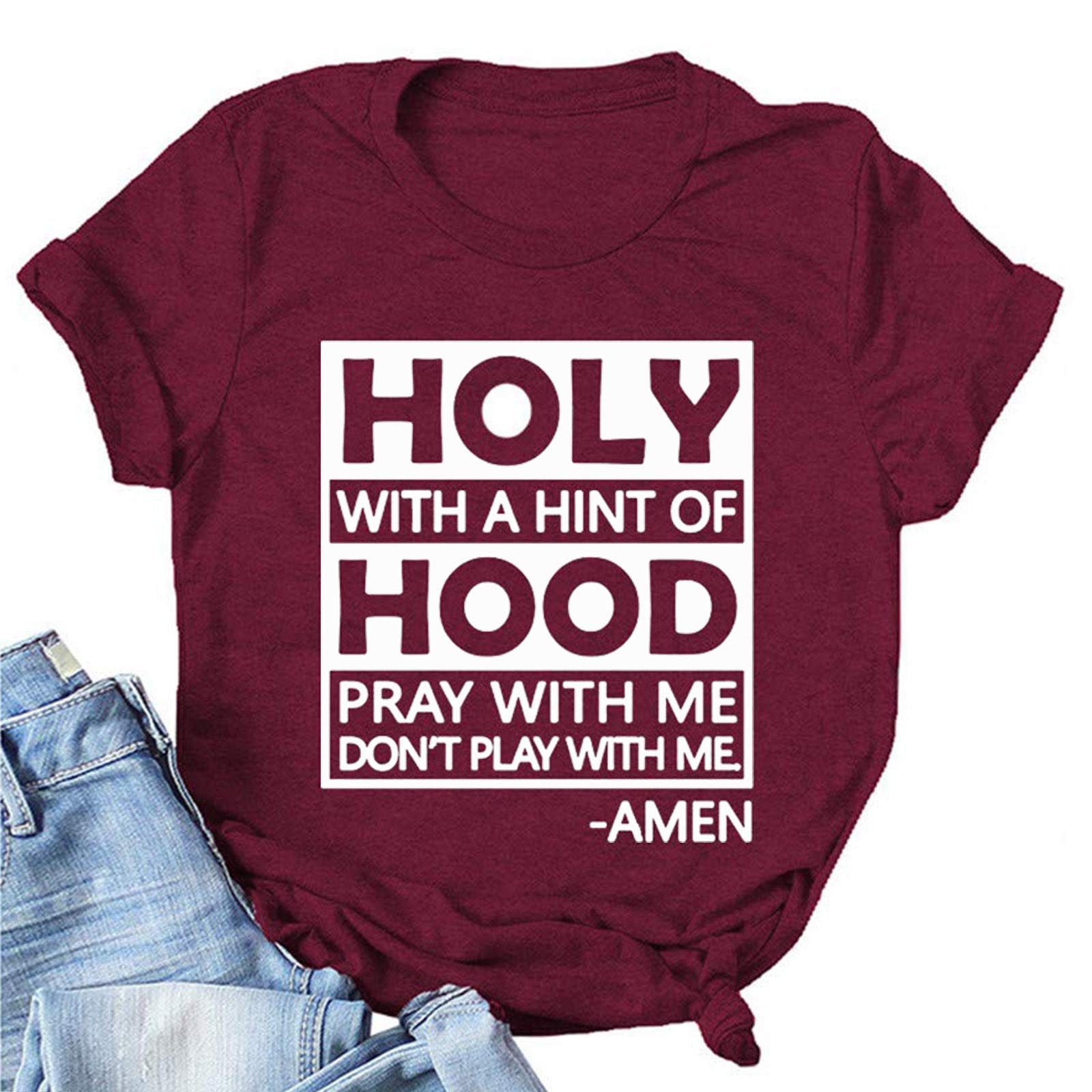 Women's Short Sleeve Graphic Printed Crewneck T-Shirt - Casual Novelty Tee Top Blouse for Everyday Wear & Summer Outfits