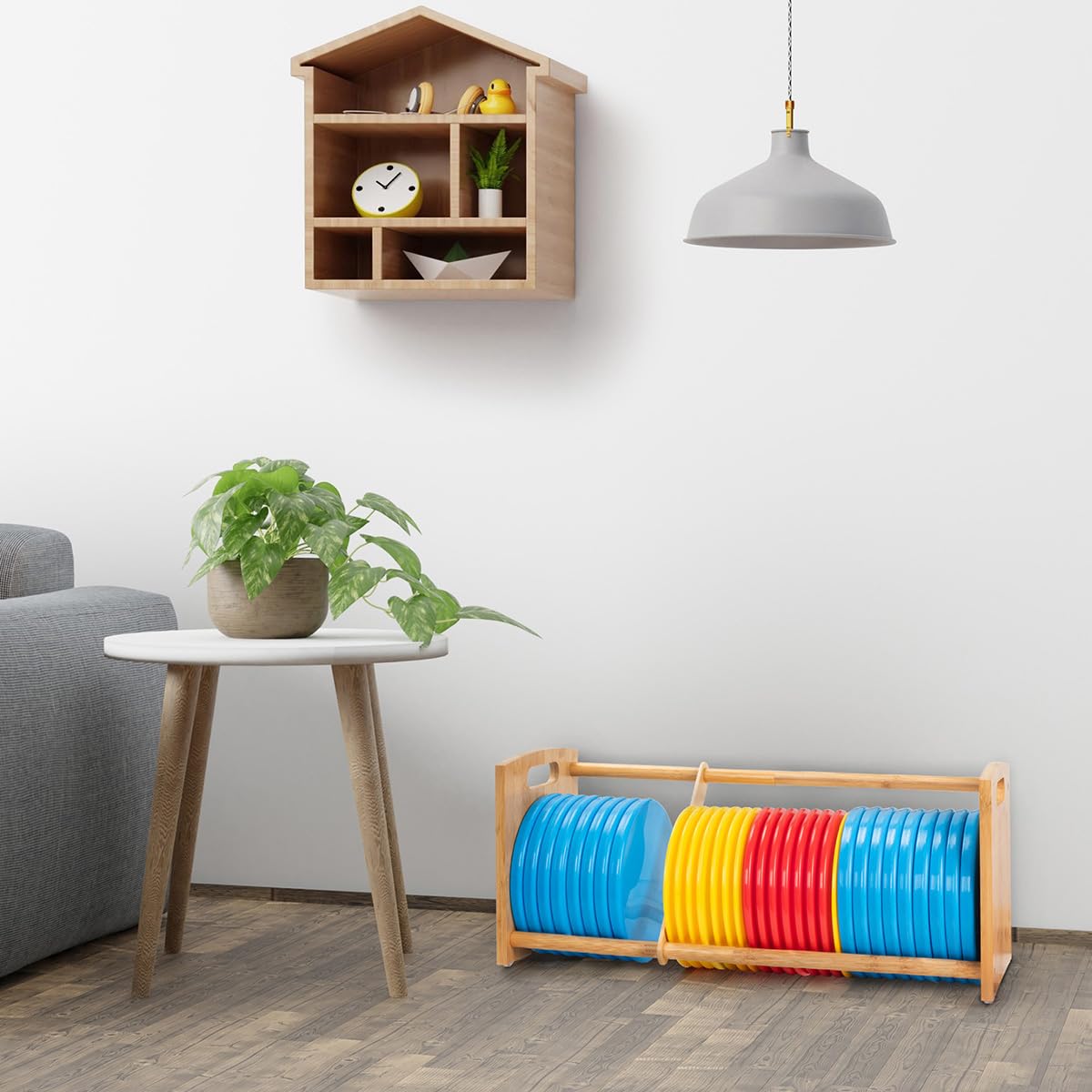Premium Bamboo Disc Golf Storage Rack - Wall Mounted Disc Golf Organizer for Discs, Bags & Accessories | Perfect for Home, Garage & Tournament Storage | Durable Disc Golf Equipment Shelf for Sports Enthusiasts