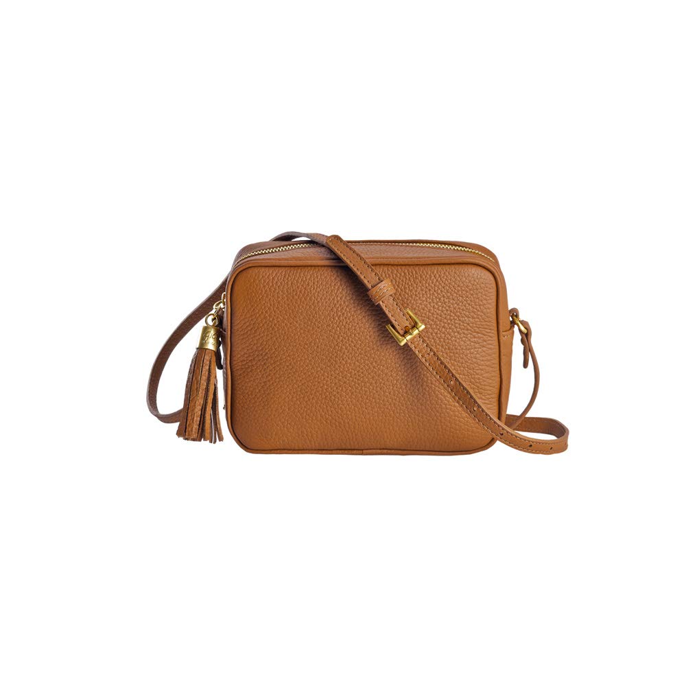 Handcrafted Women's Pebble Grain Leather Madison Crossbody Camera Bag by GiGi New York - Perfect for Travel, Photography & Everyday Use