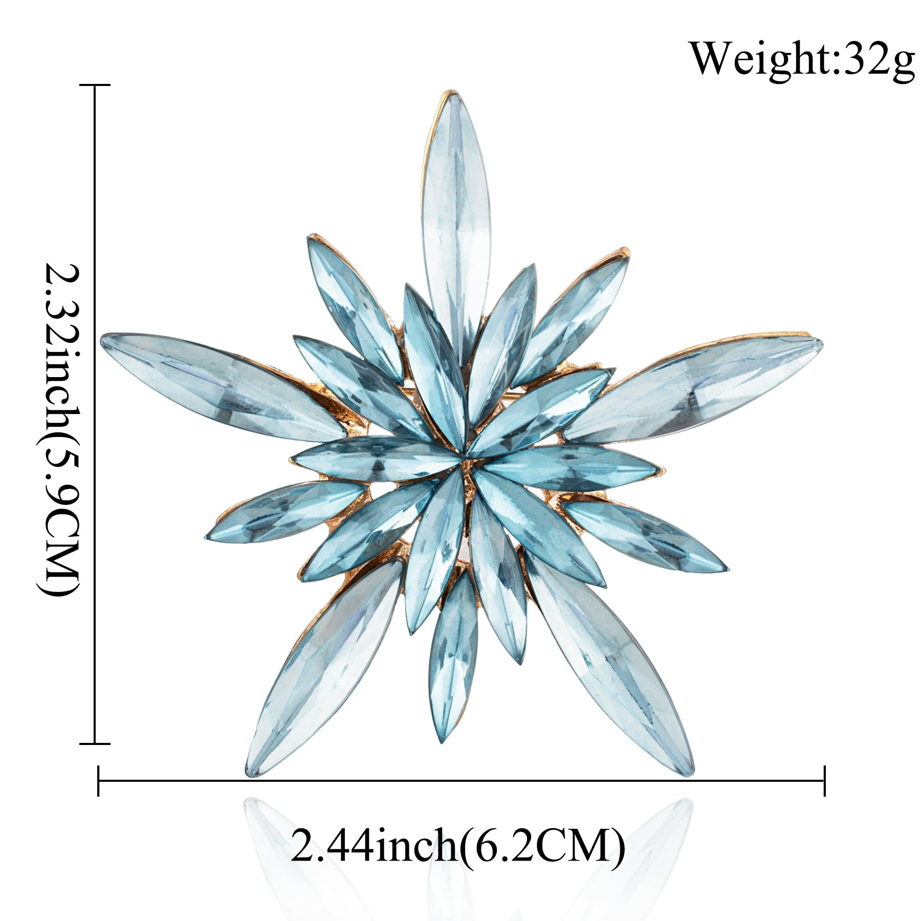 XGALBLA Elegant Clear Austrian Crystal Snowflake Brooch Pin for Women | Winter Holiday Jewelry Gift | Perfect for Christmas Parties, Coat Decor & Festive Outfits