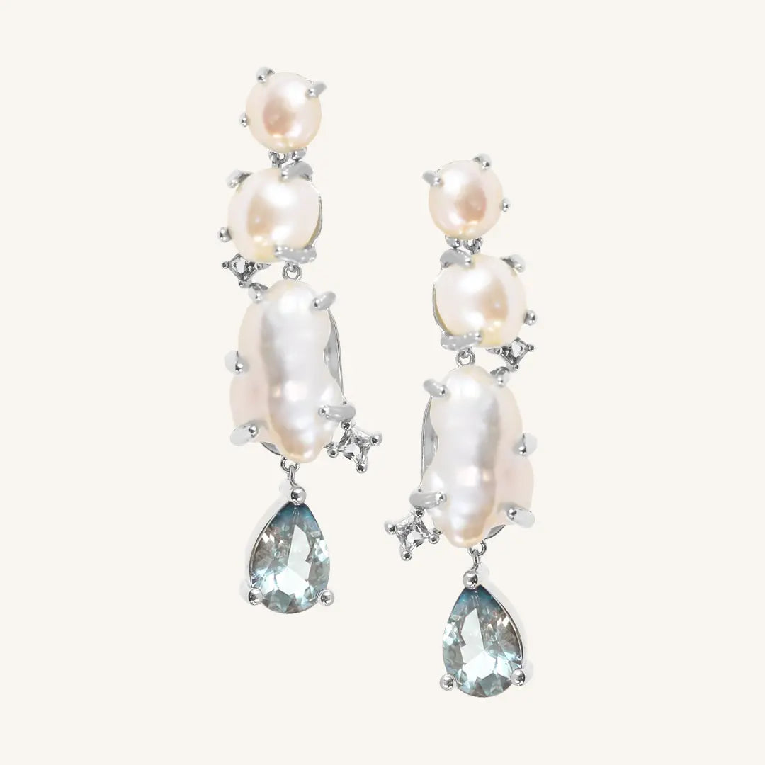 Elegant Something Blue Pearl Earrings for Brides – Perfect for Weddings, Prom & Special Occasions