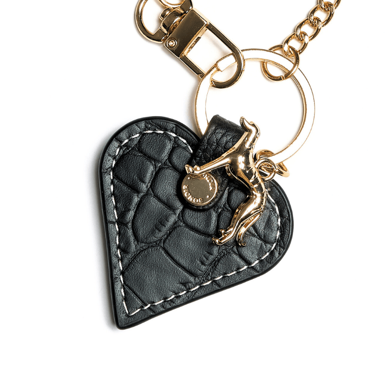 Obsidian Leather Heart Bag Charm - Elegant Handbag Accessory for Women, Perfect for Purses, Backpacks & Keychains | Great Gift for Valentine's Day, Birthday & Anniversary