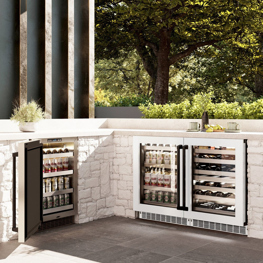 ZLINE Autograph Edition 24 Inch Touchstone Dual Zone 44 Bottle Wine Cooler - White Matte Glass Door & Matte Black Handle - Perfect for Home Bars, Restaurants, and Wine Cellars (RWDOZ WM 24 MB)