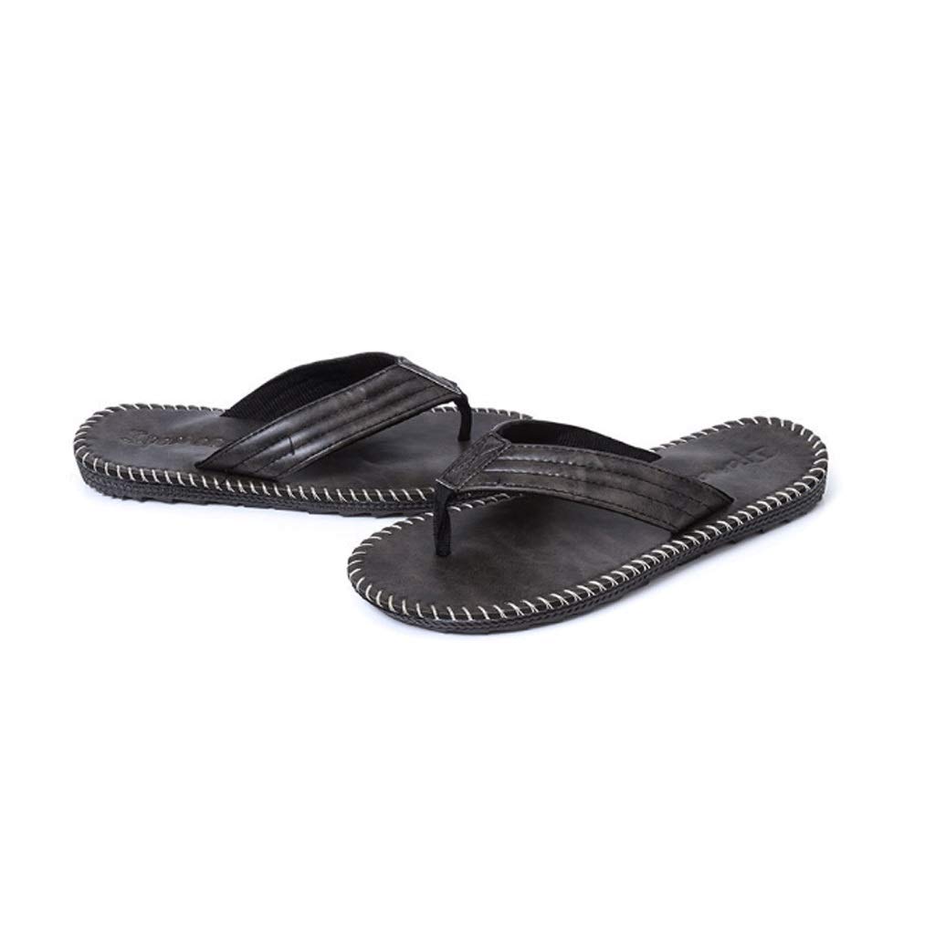 Premium Men's Leather PU Flip Flops - Anti-Slip Summer Slides for Beach, Pool & Home Comfort - Trendy Casual Slippers for Men (Size 42) - Perfect for Outdoor Activities, Vacation & Relaxation