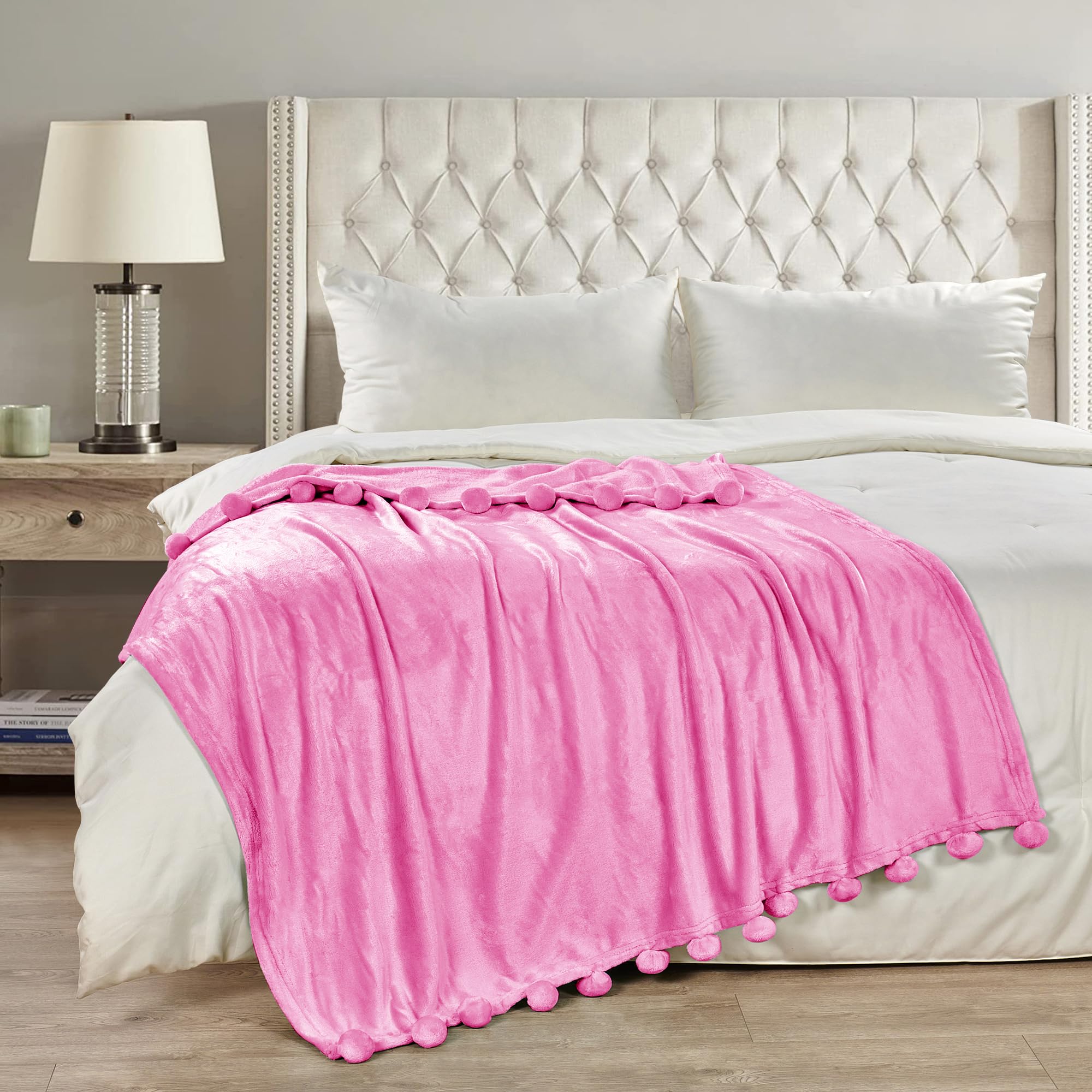 Soft Fluffy Pom Pom Throw Blanket - 60