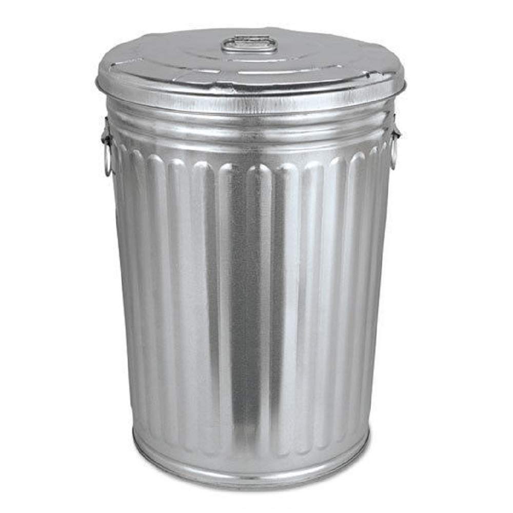 20 Gallon Pre-Galvanized Steel Trash Can with Lid - Round Outdoor Garbage Bin for Patio, Garden & Backyard - Durable Gray Metal Waste Container