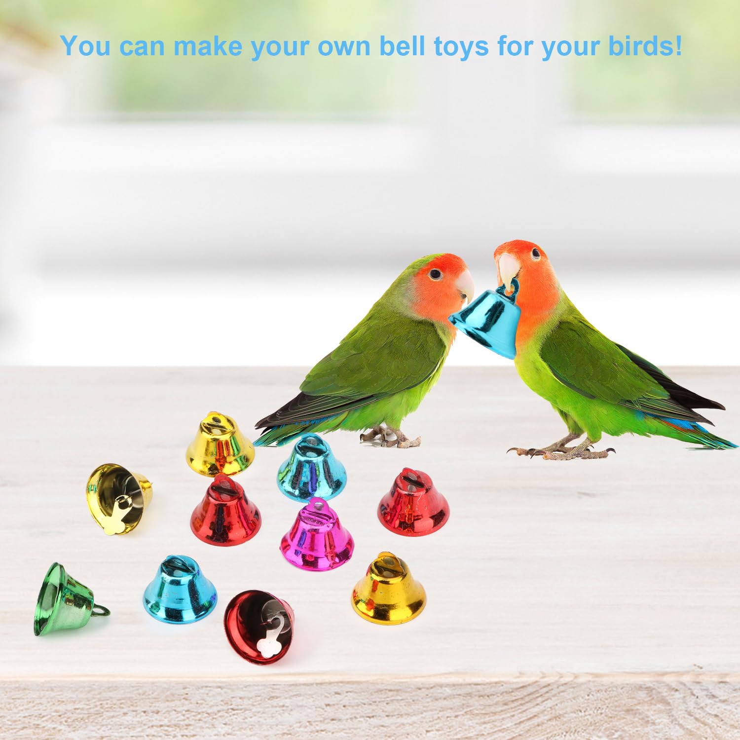 Colorful 10pcs Parrot Bell Chew Toys - 2.5cm Bird Cage Accessories for Budgies, Cockatiels, Lovebirds & Macaws | Safe Chewing & Playtime Enrichment | Vibrant Random Colors (0.9'' Bells)