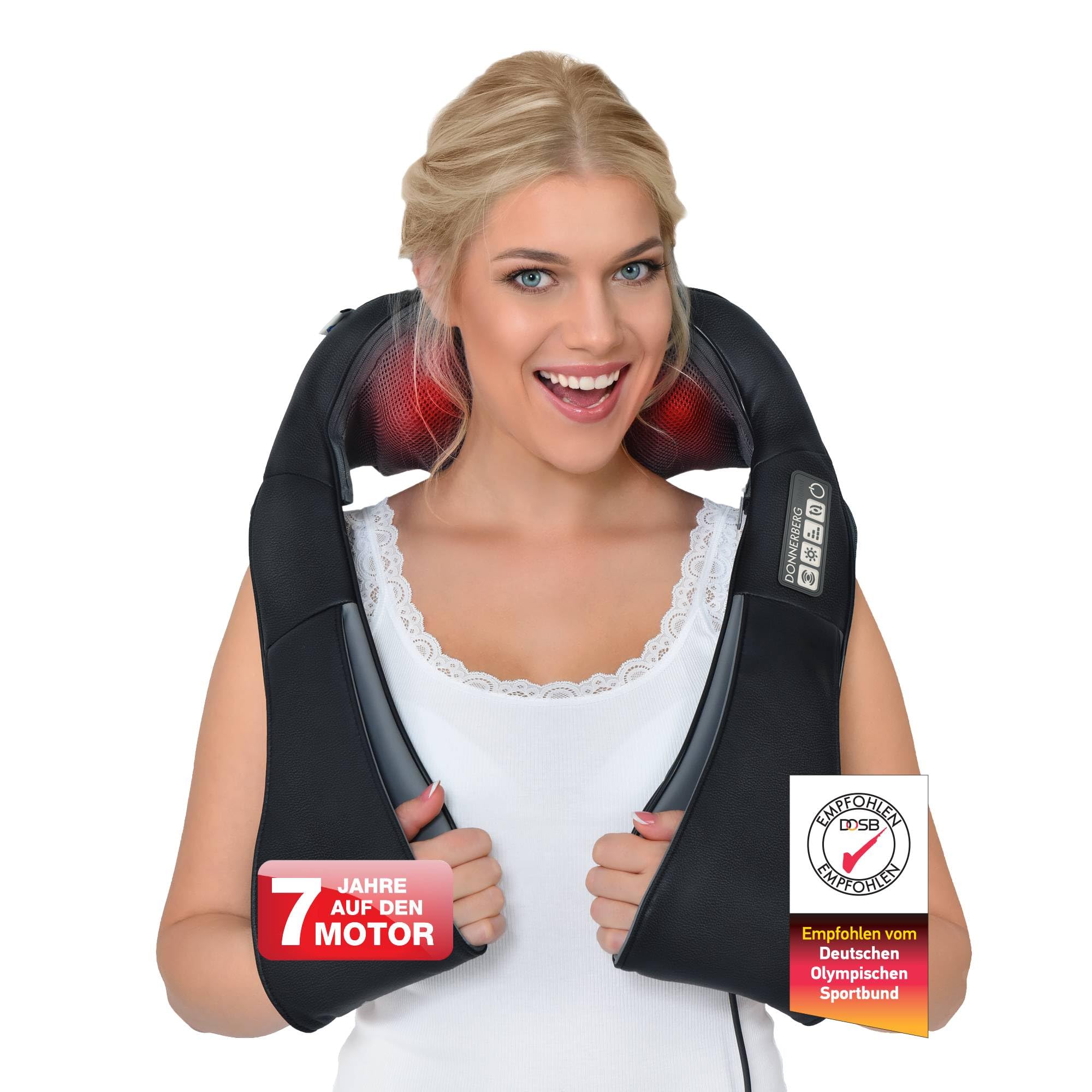 Original DONNERBERG® Neck Massager with Heat - Shiatsu Shoulder & Neck Massage Device with Vibration, TUV Certified, 7-Year Motor Warranty - Perfect for Home, Office & Travel Relaxation