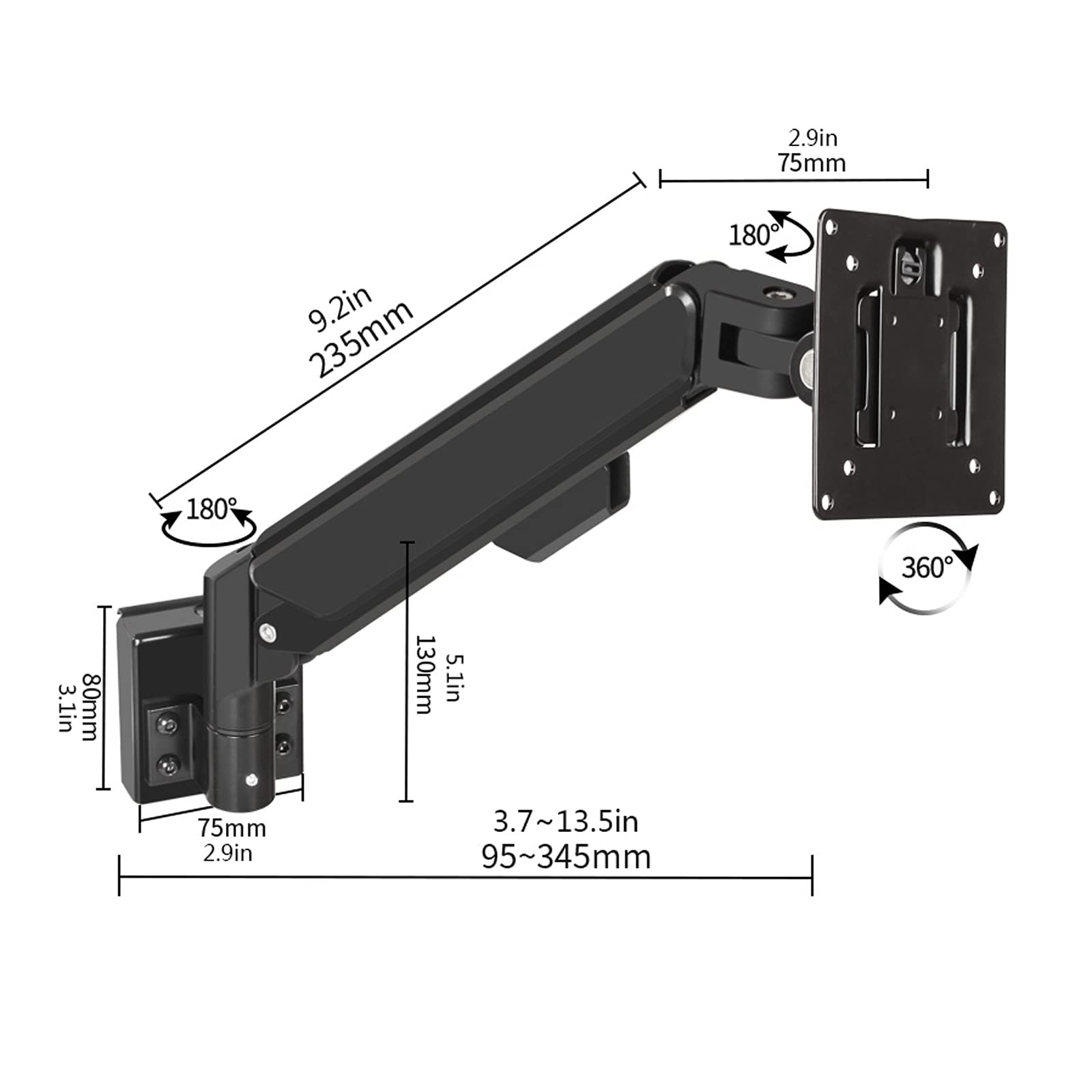 FEIYIYANG Gas Spring Monitor Arm - Adjustable Single Monitor Mount Stand for 10