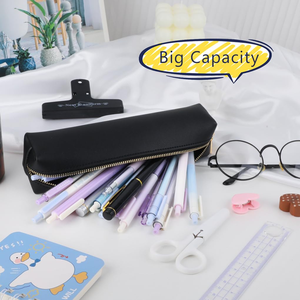 Oyachic PU Leather Pencil Case - Stylish Cosmetic Makeup Bag & Work Organizer for Pens, Pencils, Markers | Perfect for Office, School & Travel Accessories Storage