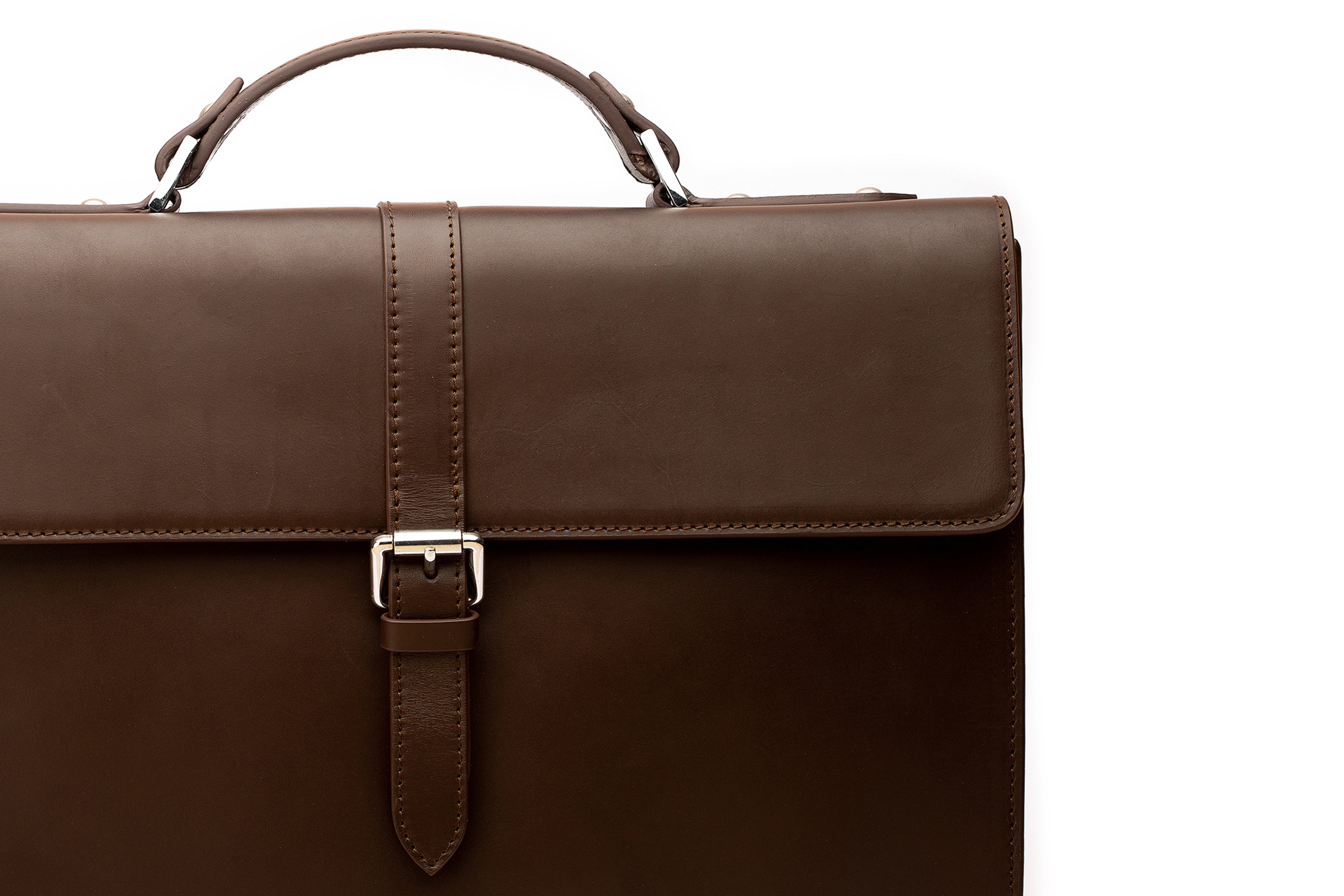 Premium Genuine Leather Laptop Briefcase for Business Professionals - Dark Brown - Perfect for Office, Travel & Executive Meetings