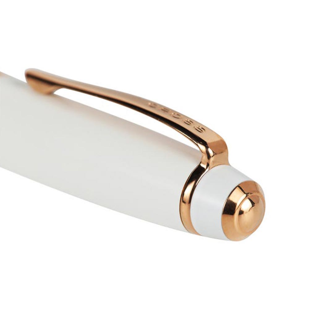 Cross Bailey Rollerball Pen - White Lacquer with Rose Gold Trim - Premium Writing Instrument for Office, School & Gift Giving